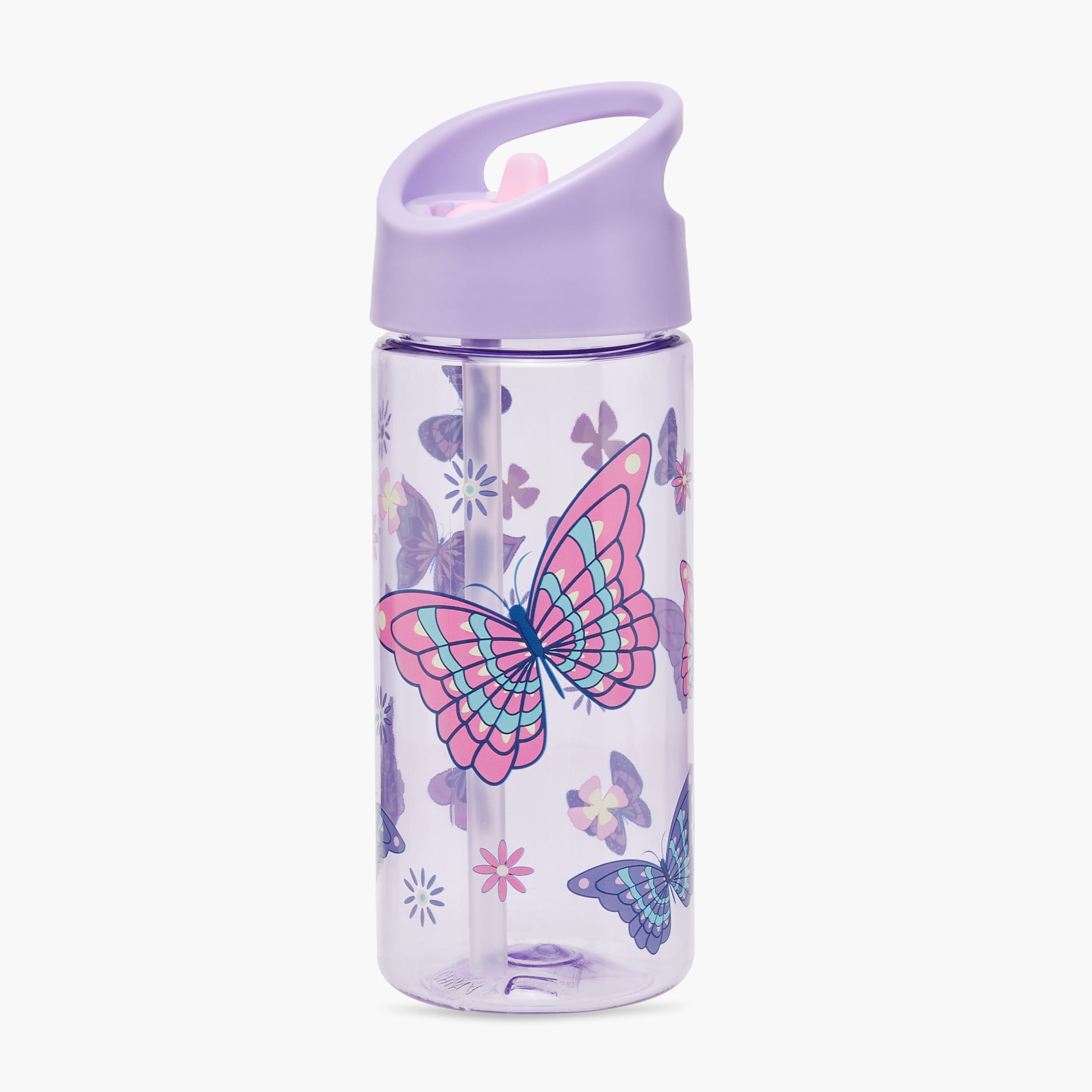 Shop GLOO Butterfly Print Water Bottle with Straw - 420 ml Online ...