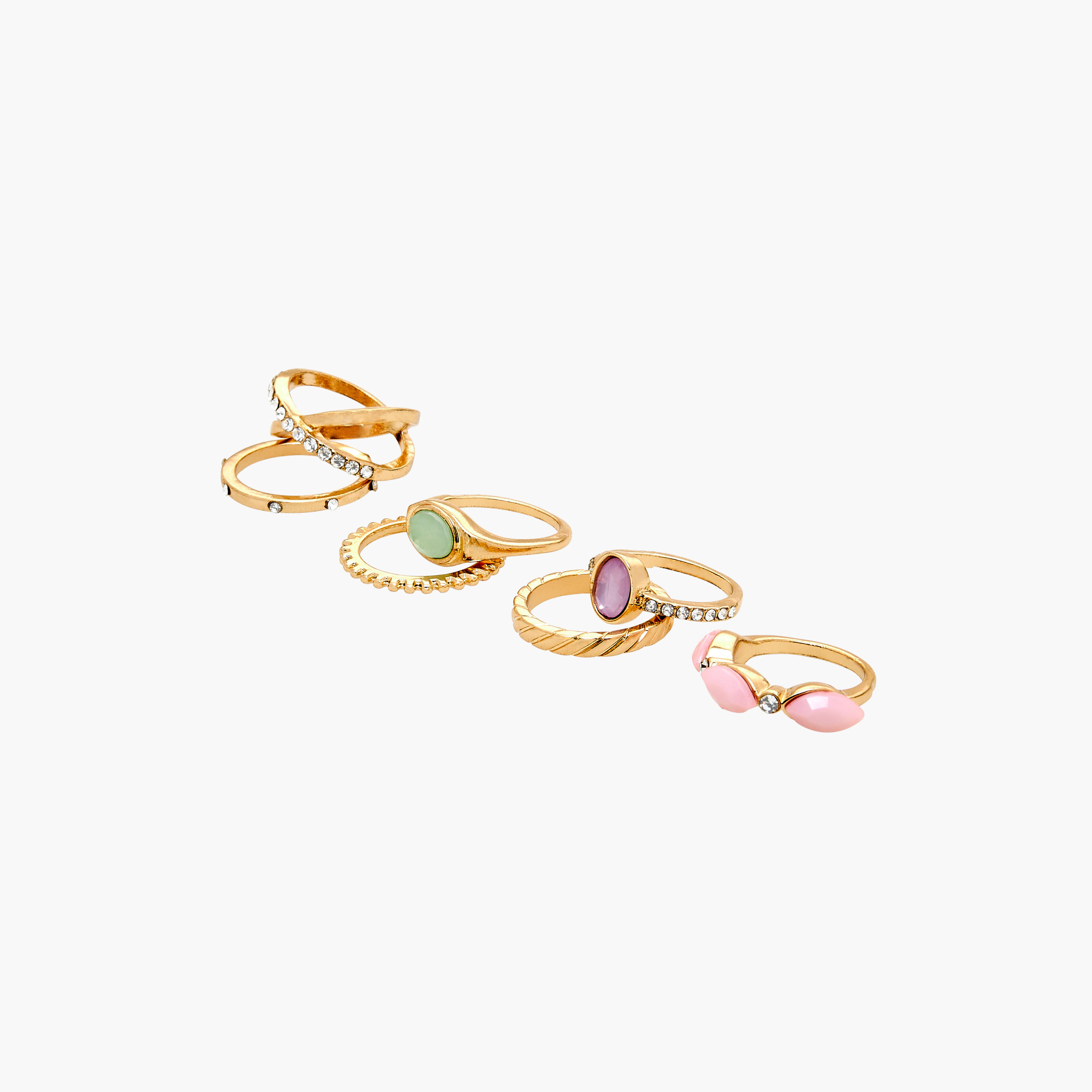 طقم خواتم 7 قطع مزينة - S-M-women-watchesandjewellery-jewellery-rings-image-1