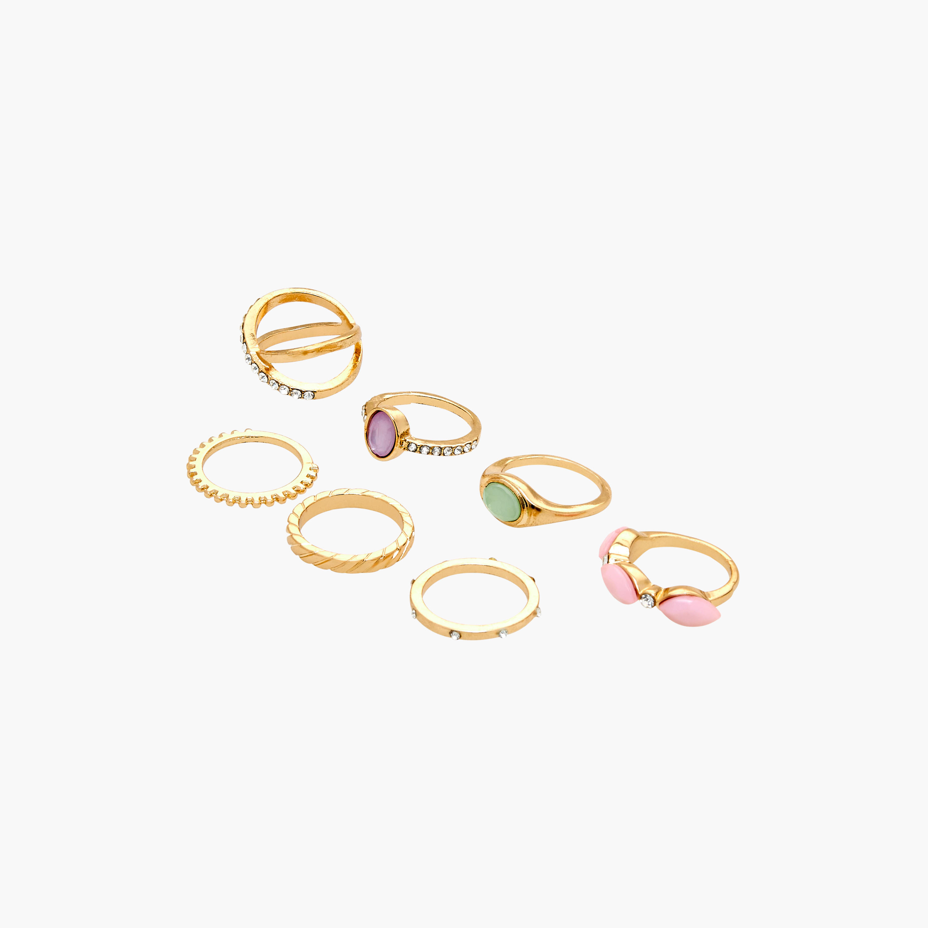 طقم خواتم 7 قطع مزينة - S-M-women-watchesandjewellery-jewellery-rings-image-2