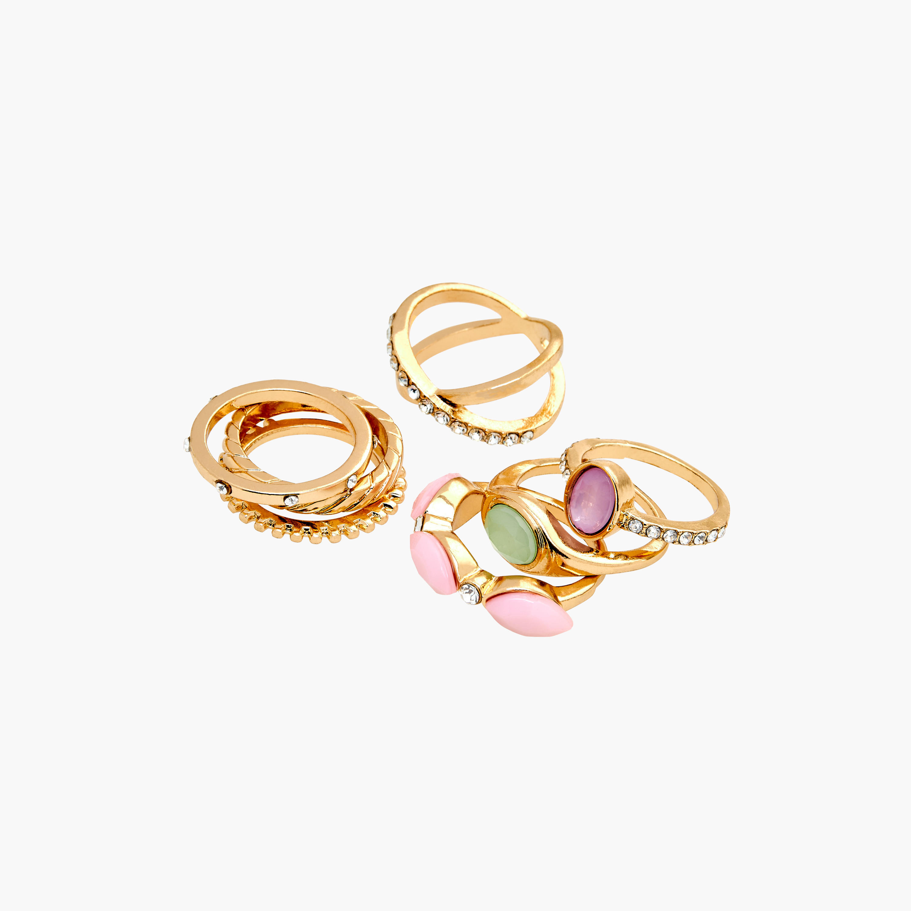 طقم خواتم 7 قطع مزينة - S-M-women-watchesandjewellery-jewellery-rings-image-3