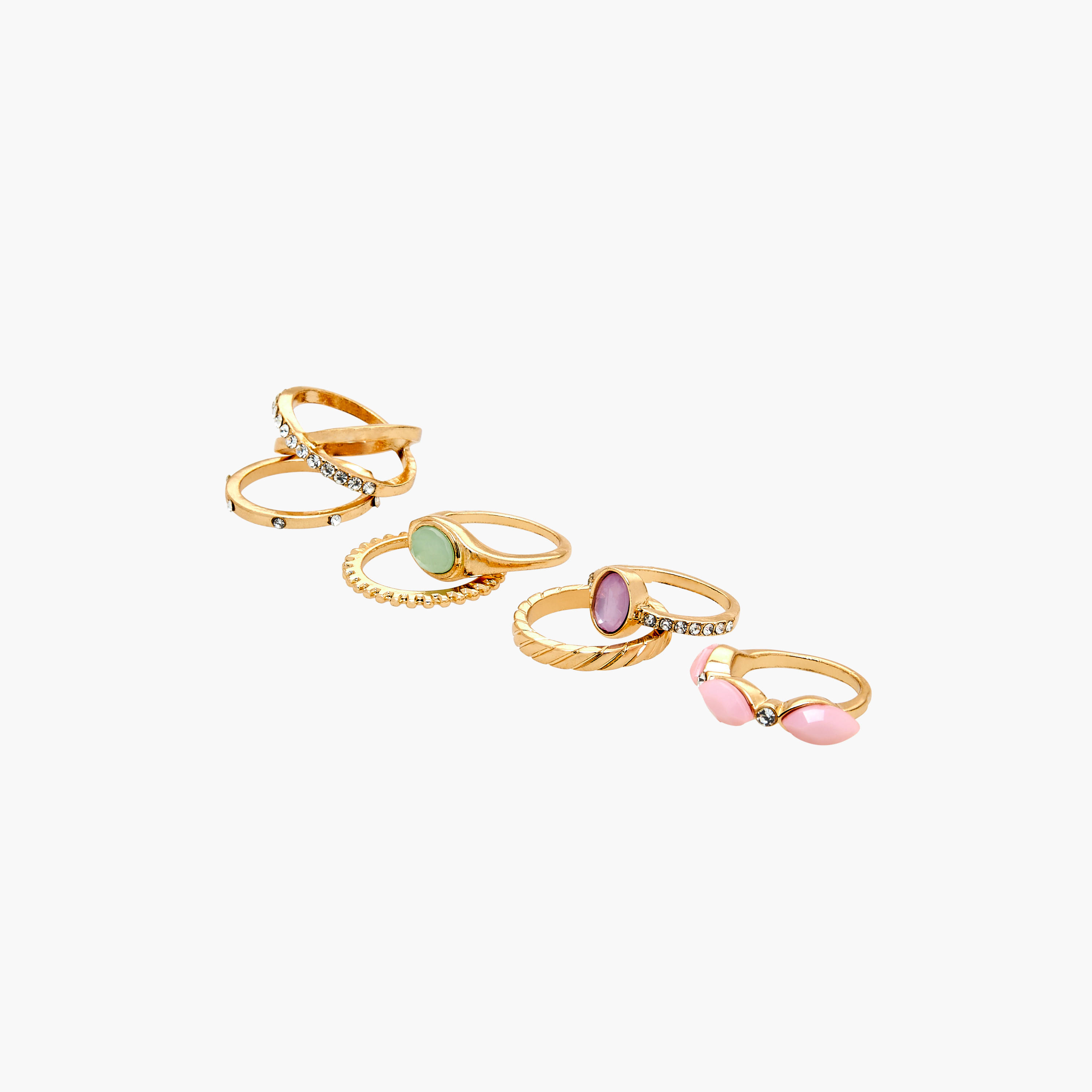 طقم خواتم 7 قطع مزينة - L-XL-women-watchesandjewellery-jewellery-rings-image-1