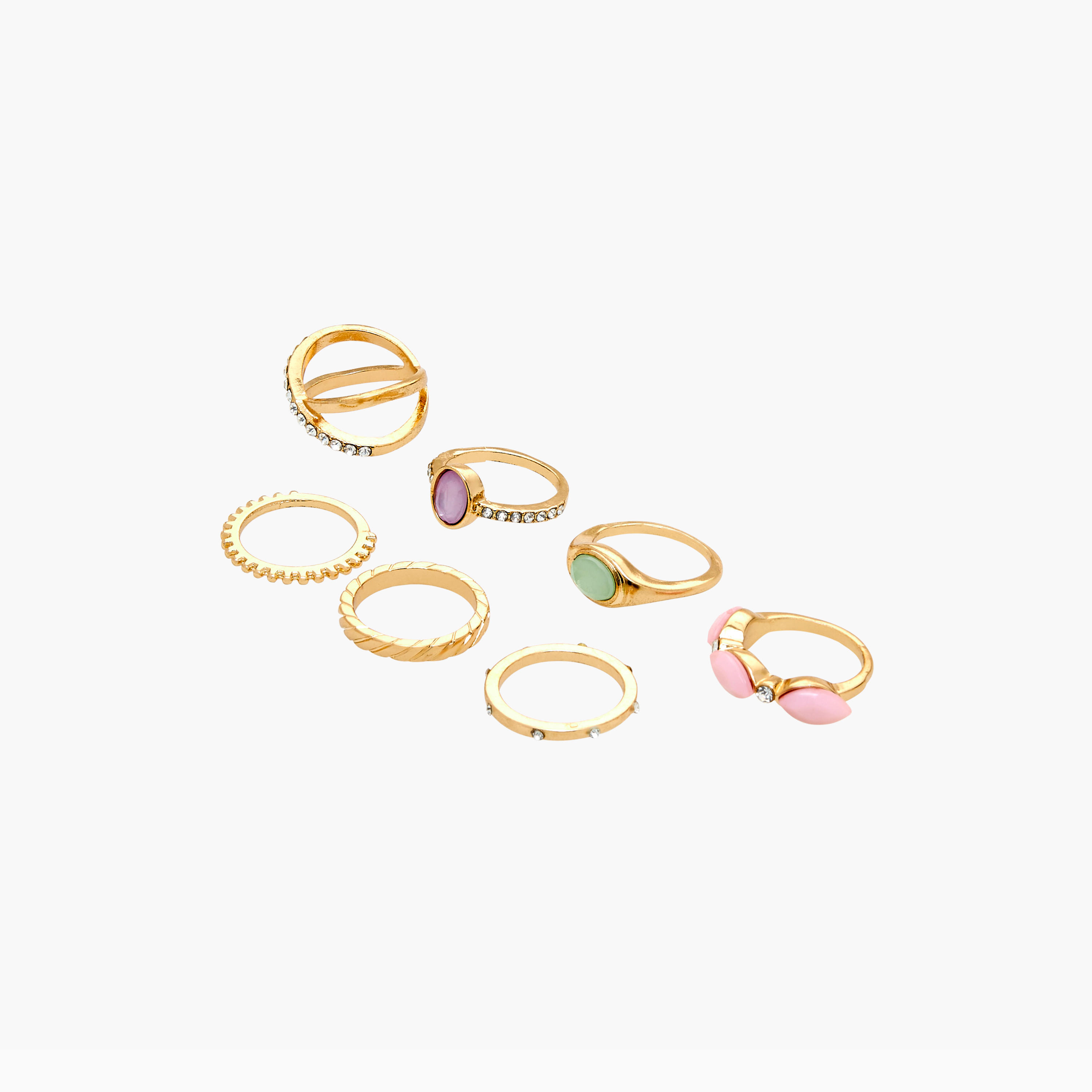 طقم خواتم 7 قطع مزينة - L-XL-women-watchesandjewellery-jewellery-rings-image-2
