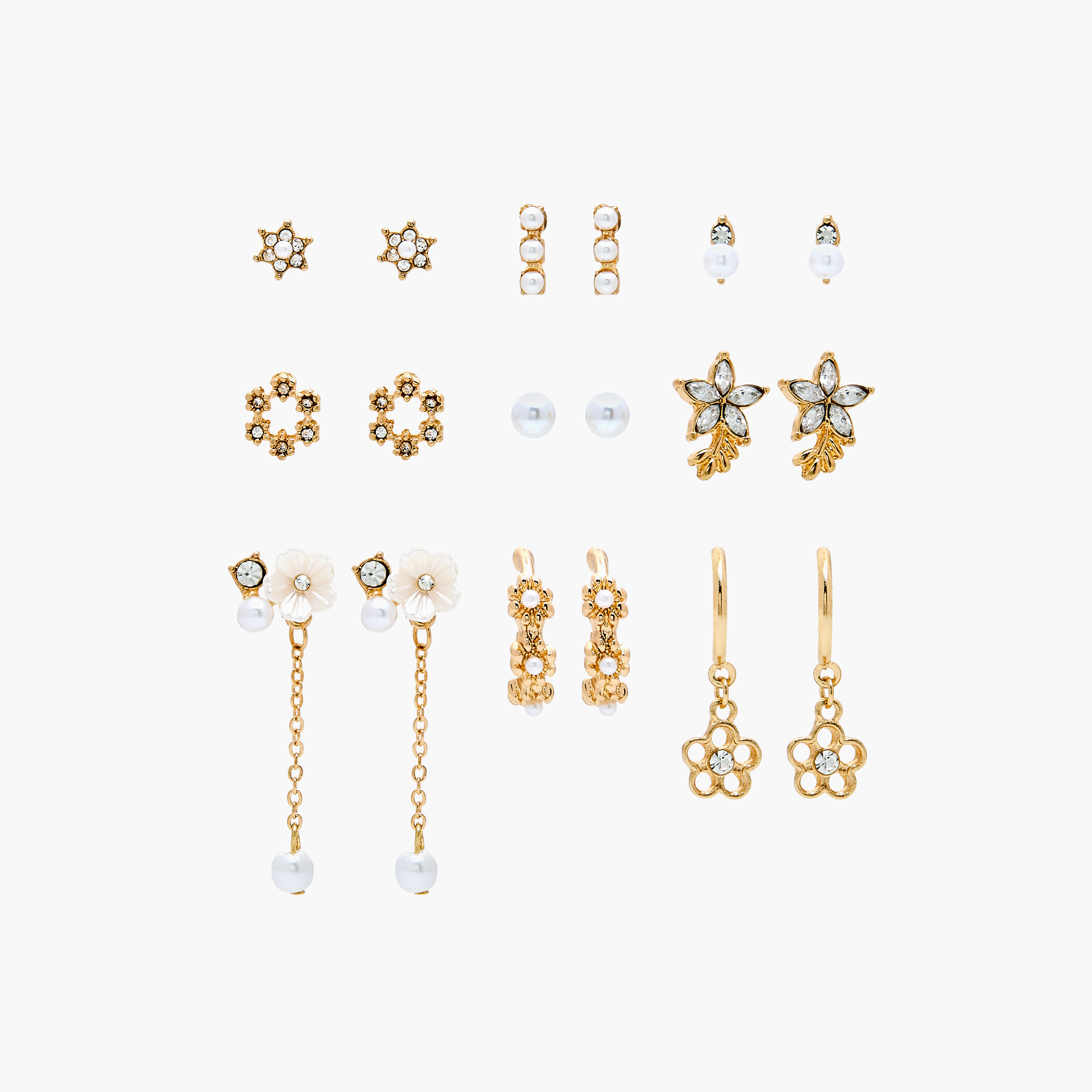 Embellished Earrings with Pushback Closure - Set of 9-women-watchesandjewellery-jewellery-earrings-image-1