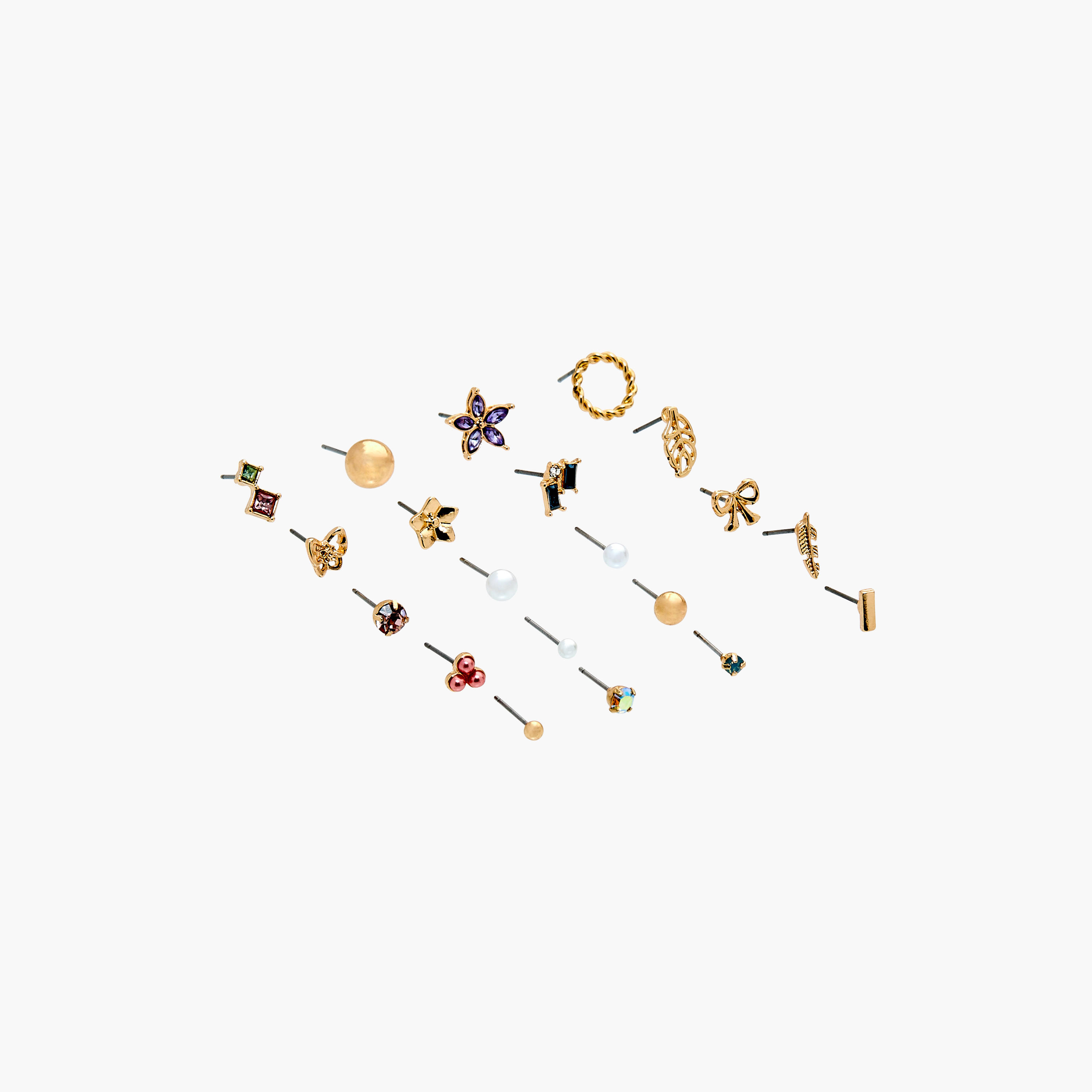 حلق بمكبس إغلاق خلفي - طقم من 20 زوج متنوع-women-watchesandjewellery-jewellery-earrings-image-2