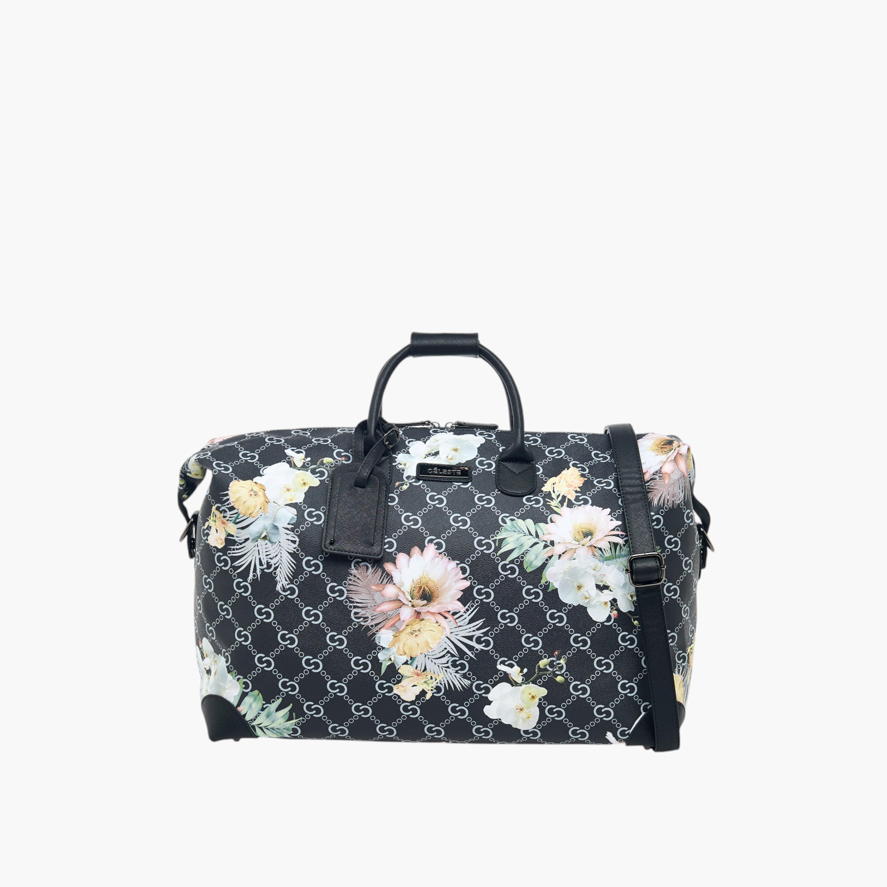 شنطة دافل بسحّاب إغلاق وحزام قابل للفصل وطبعات أزهار من سيليست-travel-luggagesandbags-dufflebags-image-1