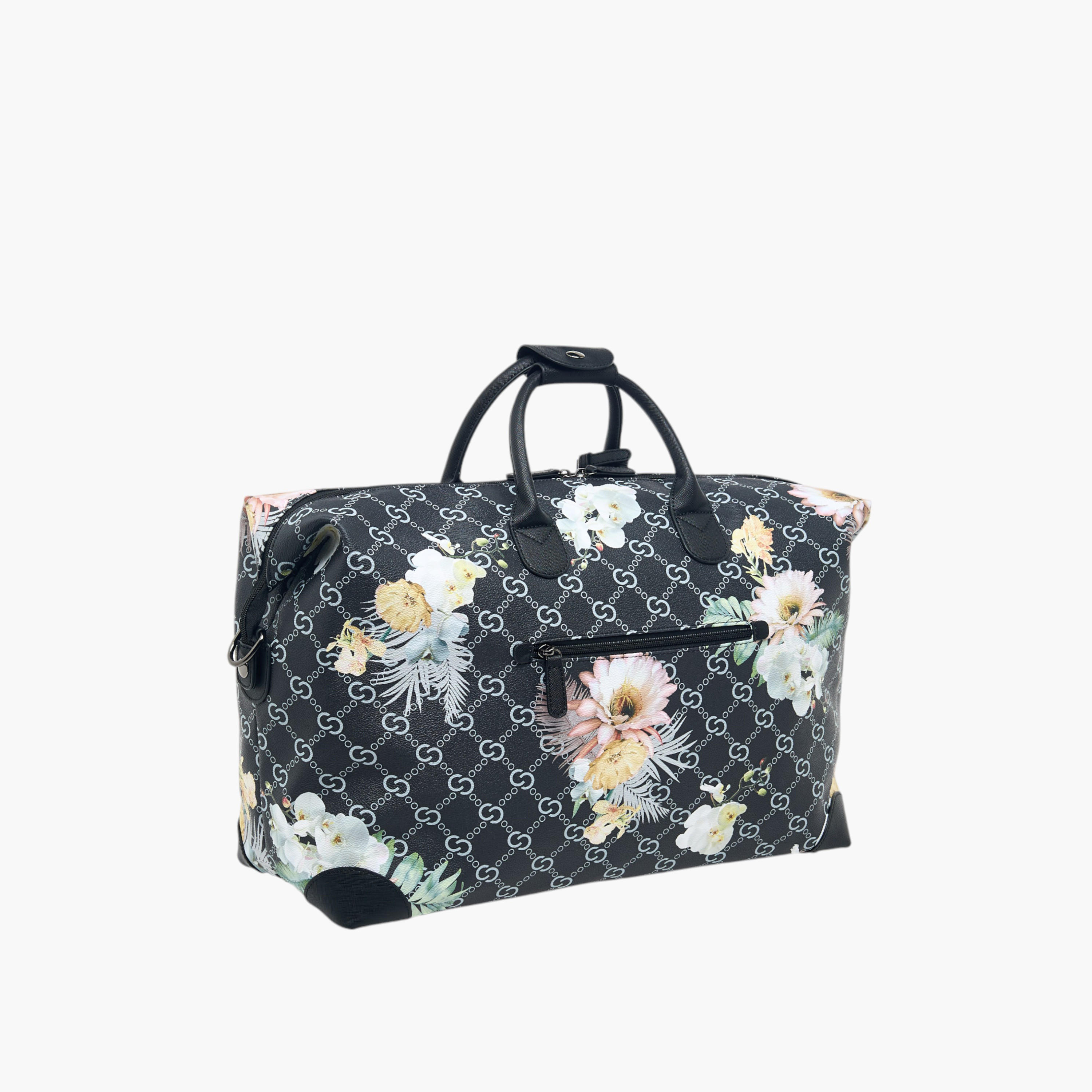 Celeste Floral Print Duffle Bag with Detachable Strap and Zip Closure-travel-luggagesandbags-dufflebags-image-3