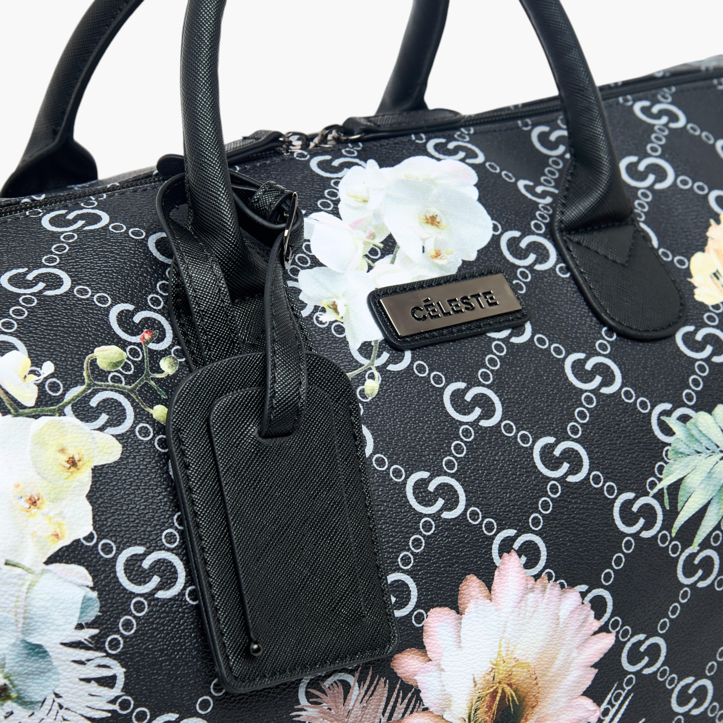 شنطة دافل بسحّاب إغلاق وحزام قابل للفصل وطبعات أزهار من سيليست-travel-luggagesandbags-dufflebags-image-5