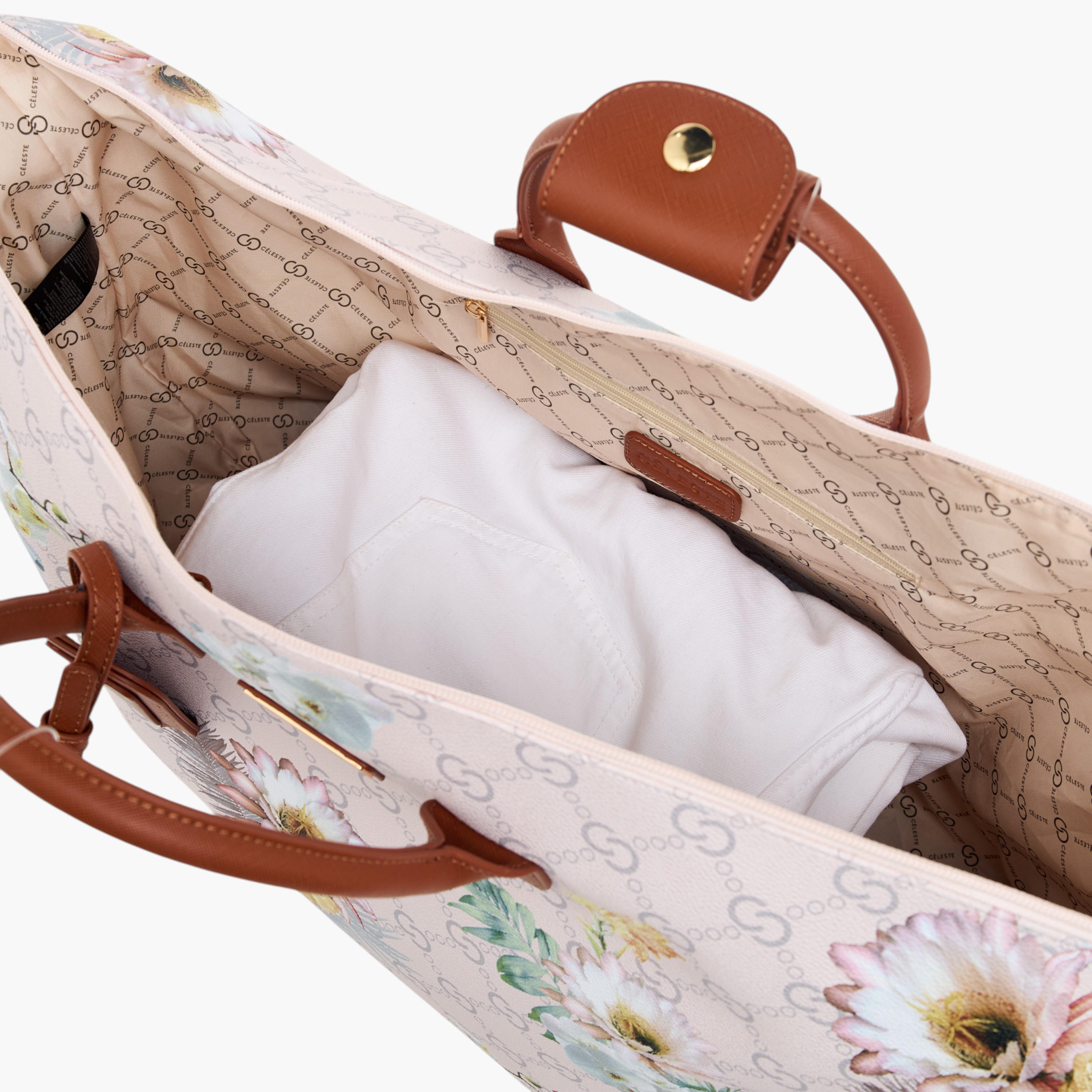 شنطة دافل بسحّاب إغلاق وحزام قابل للفصل وطبعات أزهار من سيليست-travel-luggagesandbags-dufflebags-image-18