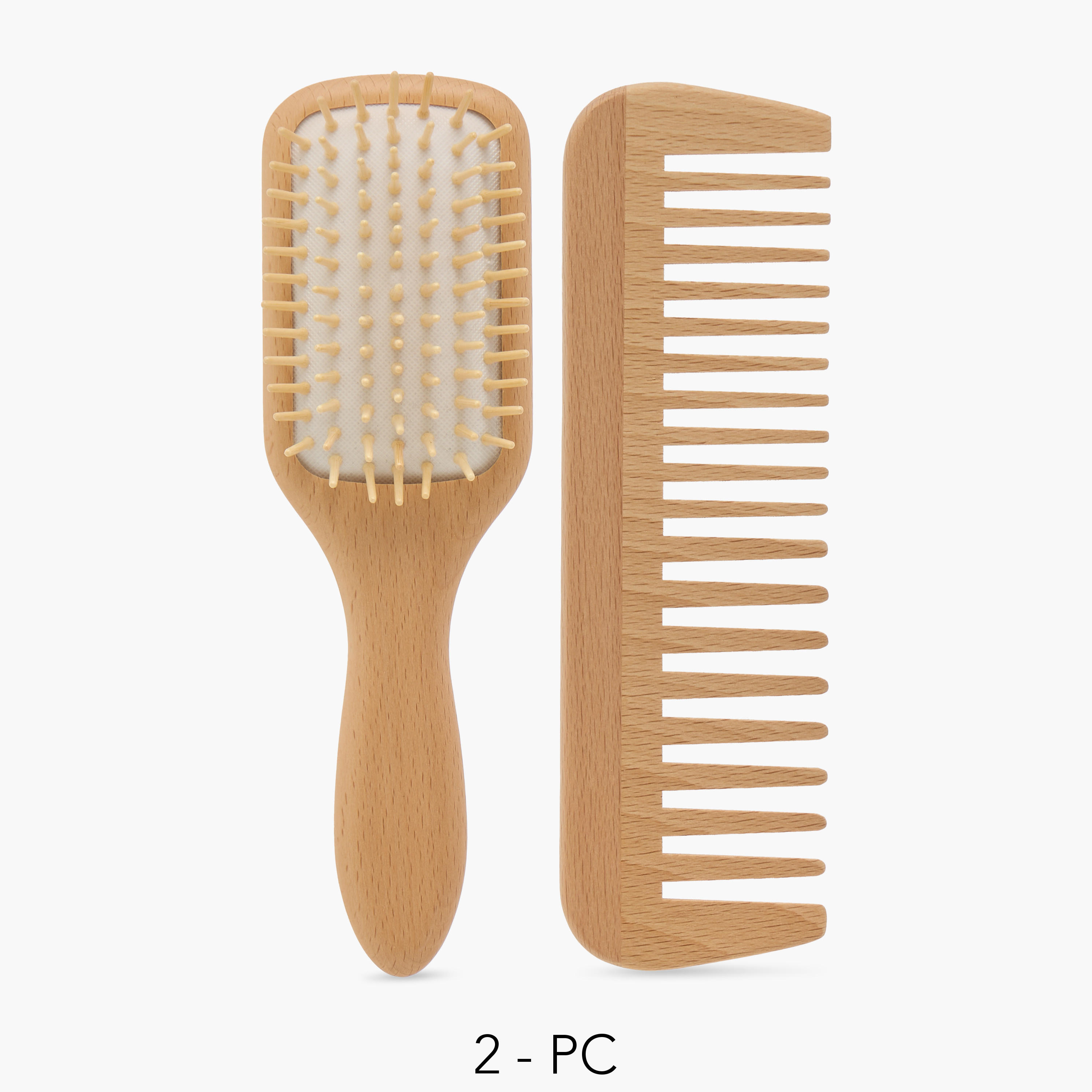 طقم مشط وفرشاة شعر خيزران لفك التشابك قطعتين من جلو-beautyandpersonalcare-hair-stylingtools-hairbrushesandcombs-image-1