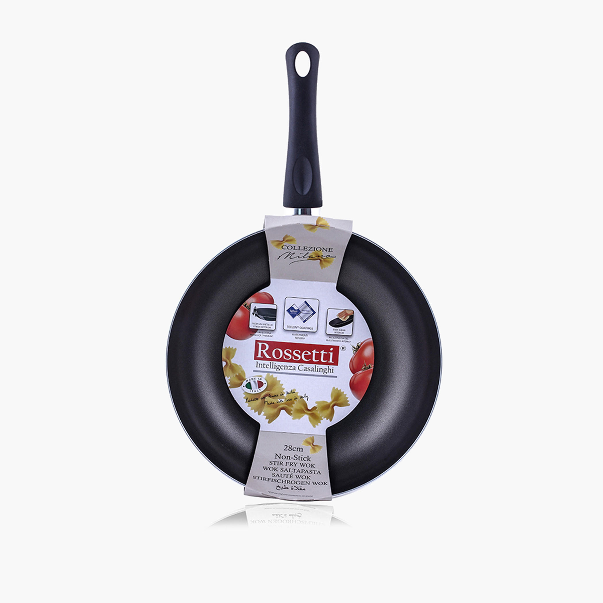 Rossetti Milano Aluminium Wok with Handle - 28 cms-household-kitchen-cookware-potsandpans-image-2