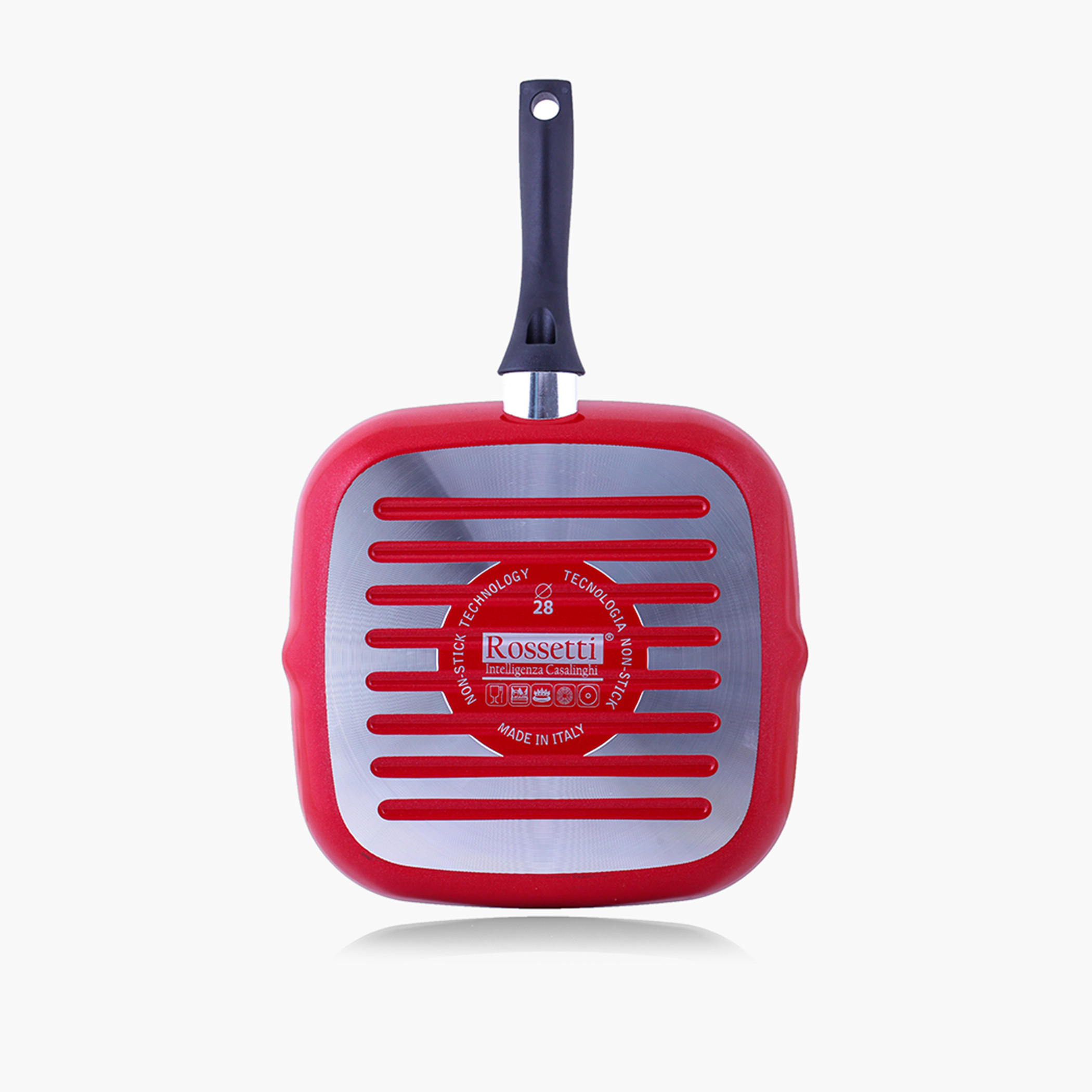 Rossetti Rosso Aluminium Grill Pan - 28x28 cm-household-kitchen-cookware-potsandpans-image-3