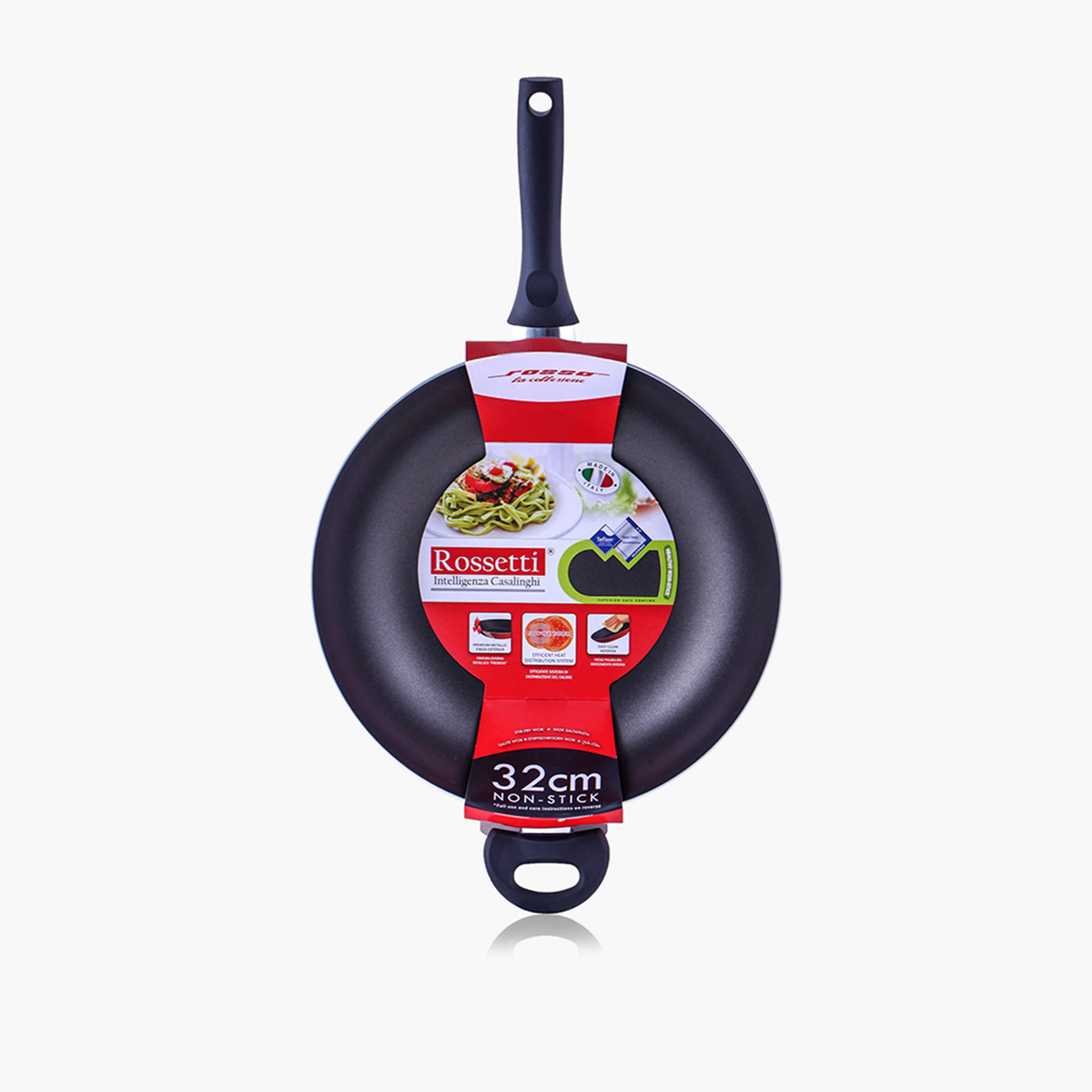 Rossetti Rosso Aluminium Wok with Handle - 32 cm-household-kitchen-cookware-potsandpans-image-2