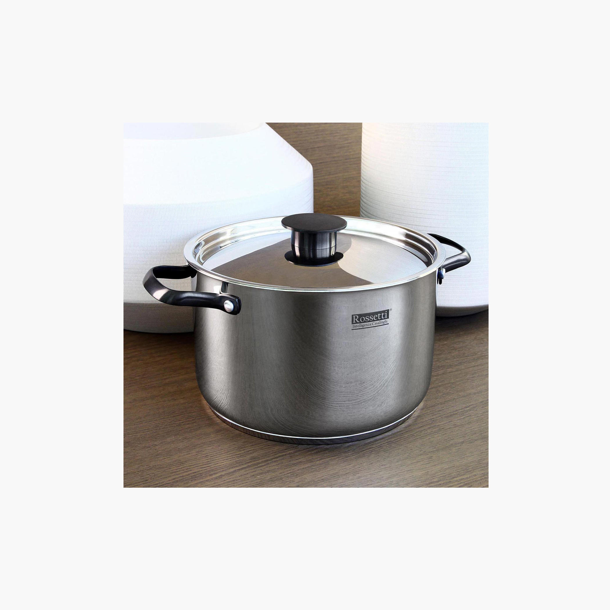 Rossetti Agostini Stainless Steel Stock Pot with Lid - 24 cms-household-kitchen-cookware-potsandpans-image-1