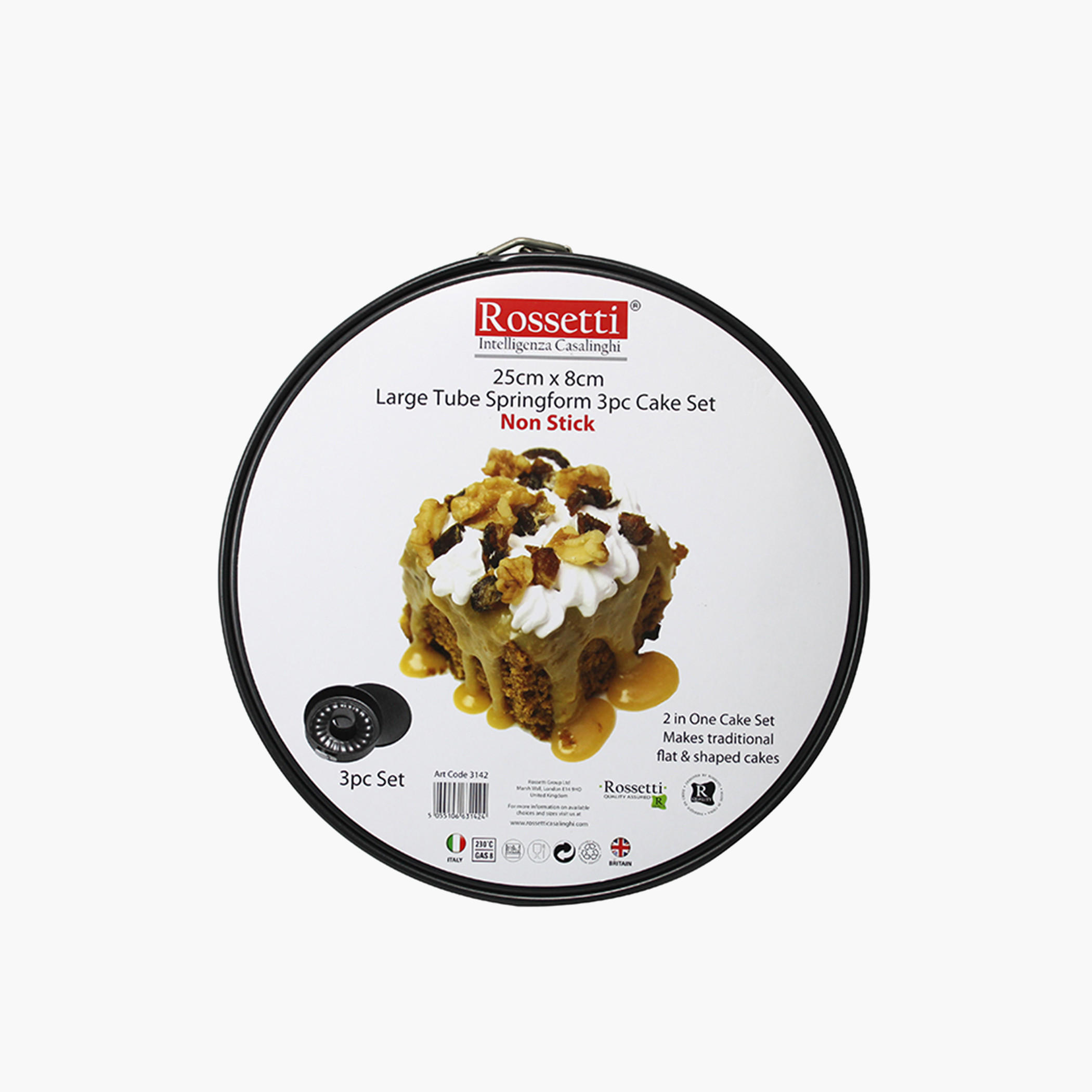 مجموعة كيك سبرينغ فورم من الفولاذ غير القابل للالتصاق 3 قطع من روسيتي - 25x8 سم-household-kitchen-bakeware-bakingpansandmoulds-image-1