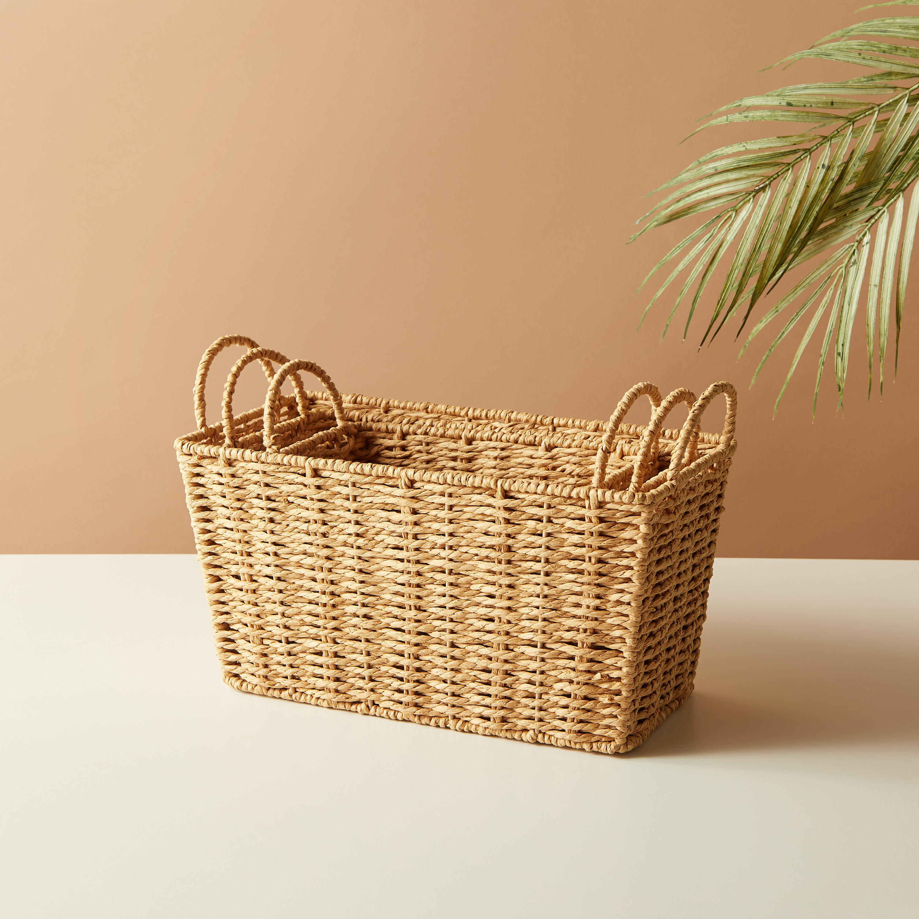 طقم سلّة ديكور 3 قطع بارزة الملمس بتصميم منسوج-household-storage-storagesolutions-storageboxesandbaskets-image-1