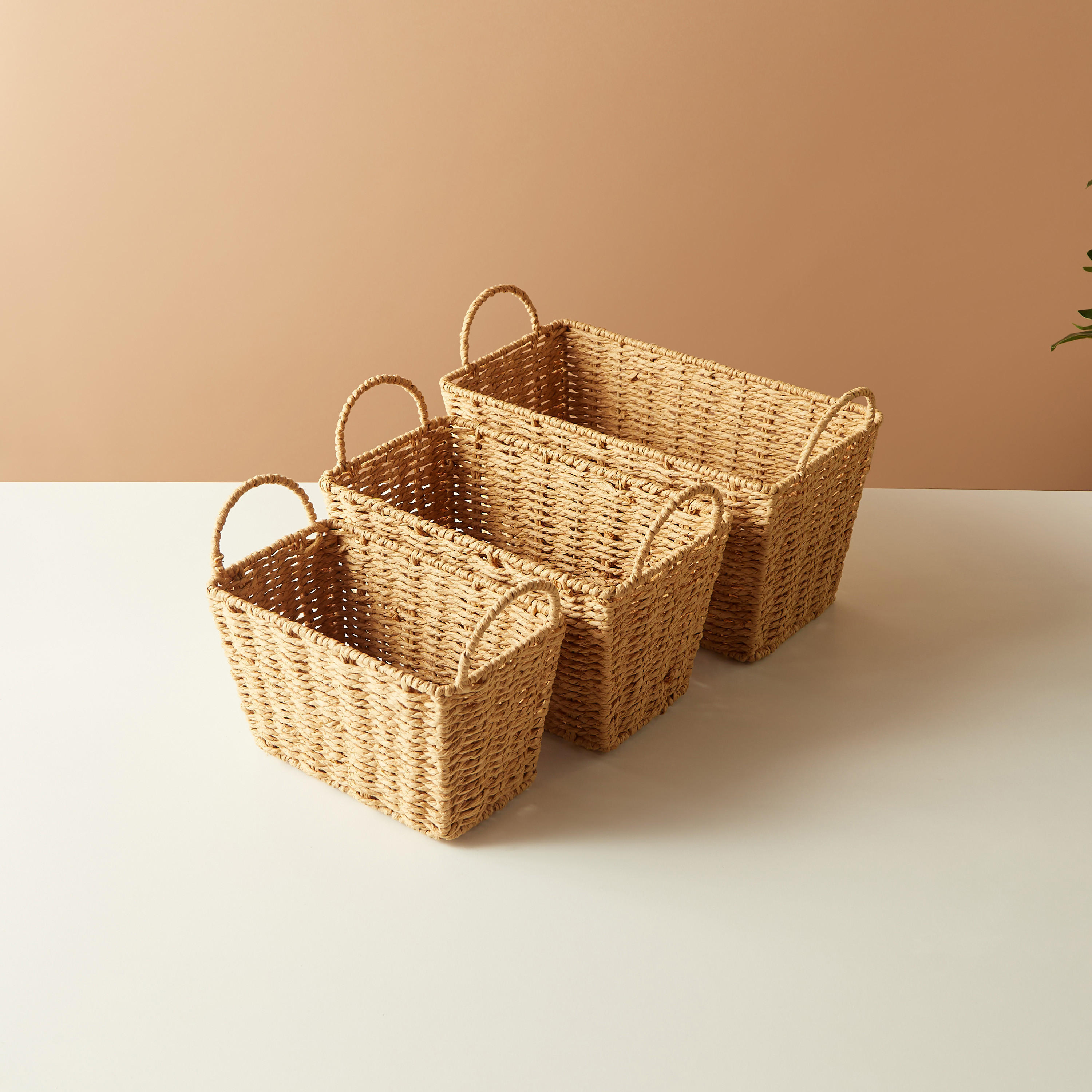 Weave Textured 3-Piece Decorative Basket Set-household-storage-storagesolutions-storageboxesandbaskets-image-2
