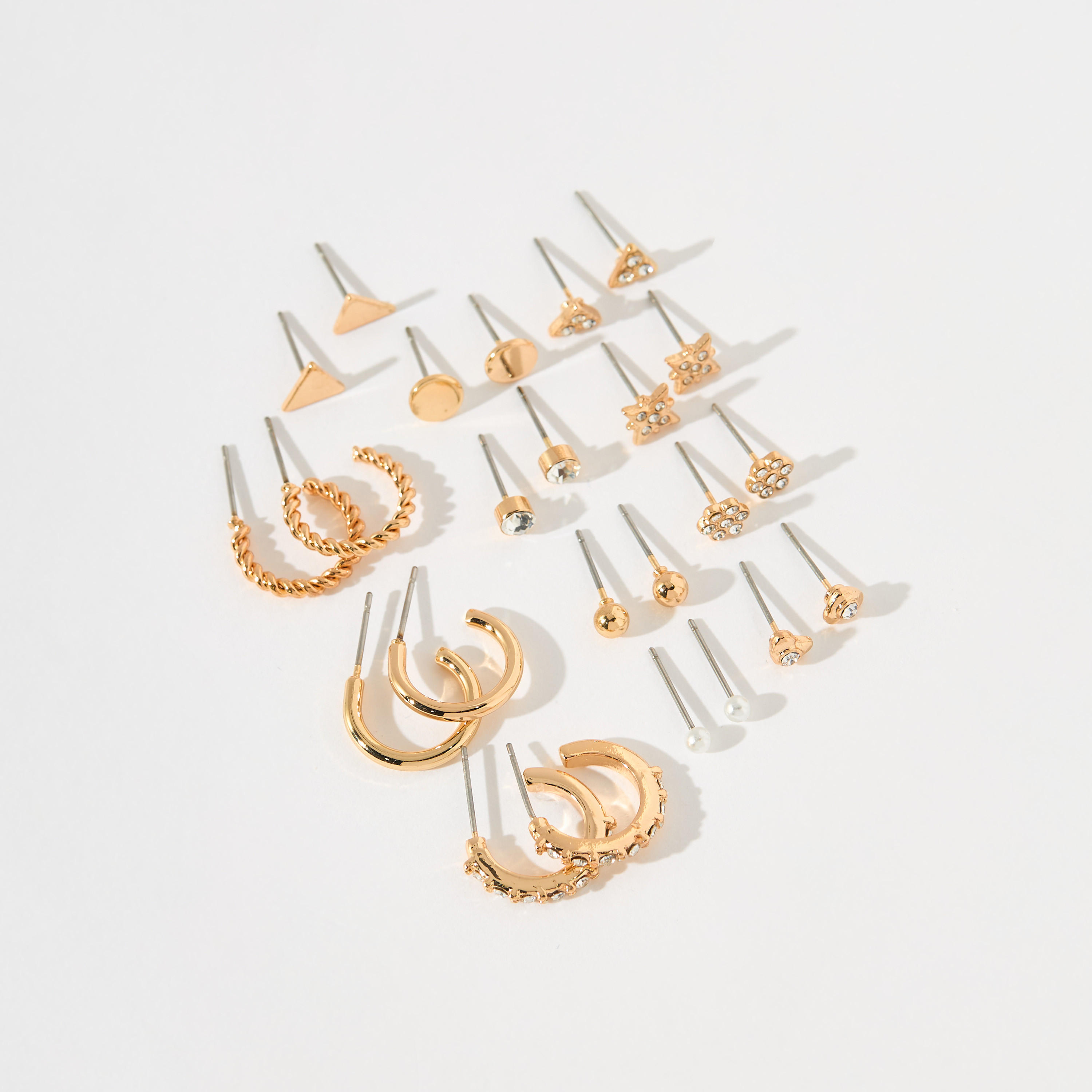 حلقان متنوعة بمكبس إغلاق خلفي - طقم 12 أزواج-women-watchesandjewellery-jewellery-earrings-image-2