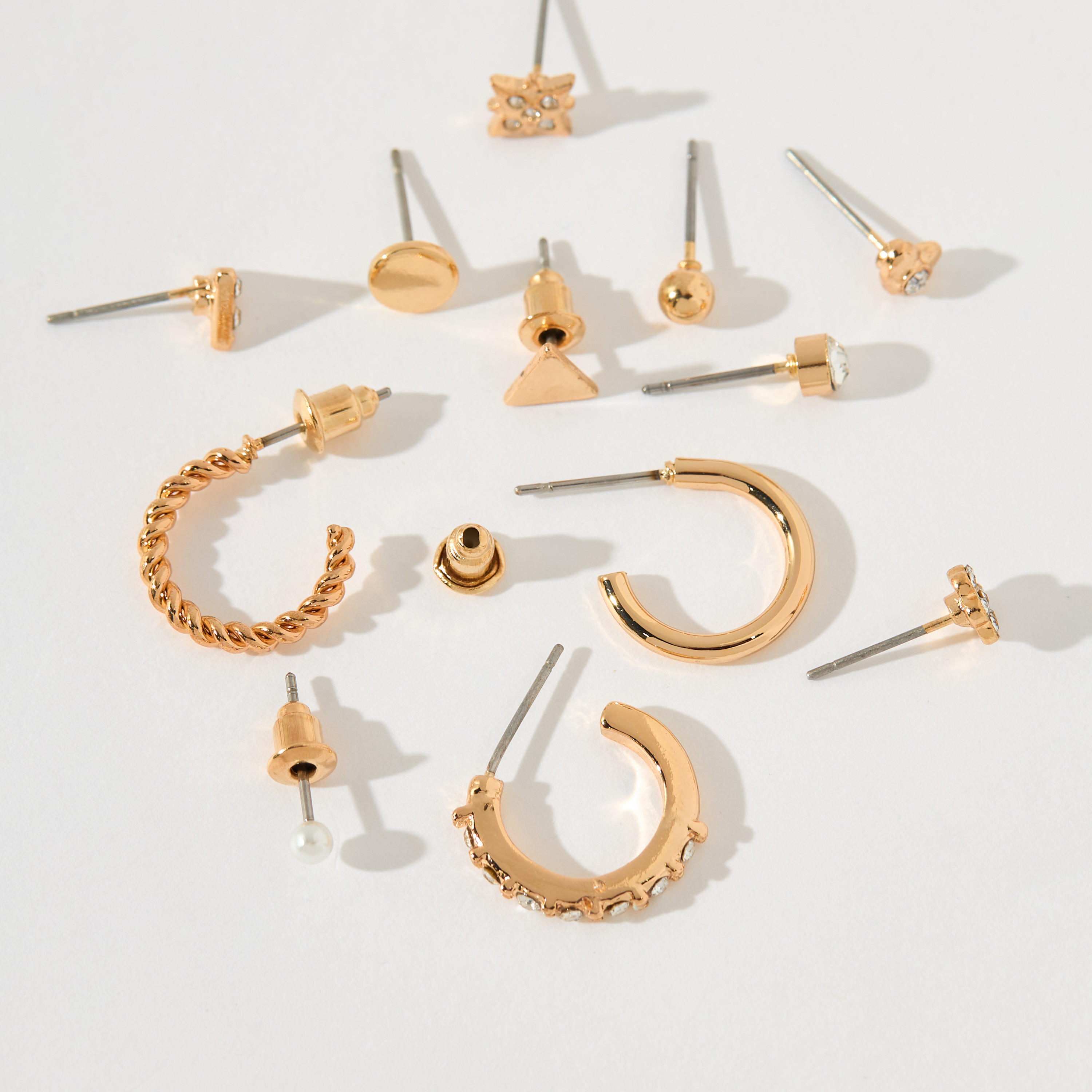 حلقان متنوعة بمكبس إغلاق خلفي - طقم 12 أزواج-women-watchesandjewellery-jewellery-earrings-image-3
