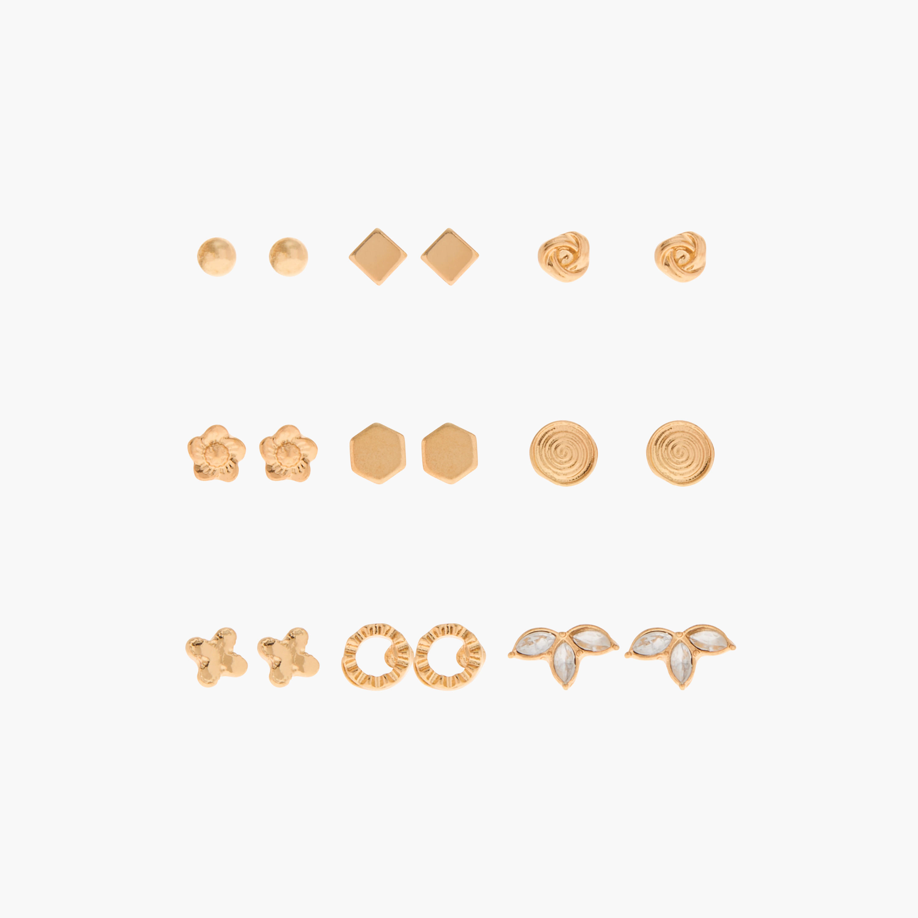 طقم حلقان مرصّعة بِمكبس إغلاق خلفي 9 قطع مزيّنة-women-watchesandjewellery-jewellery-earrings-image-1