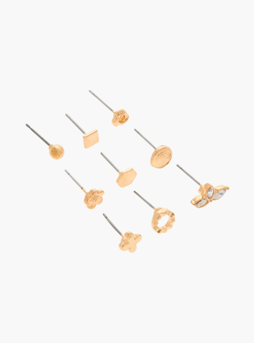 طقم حلقان مرصّعة بِمكبس إغلاق خلفي 9 قطع مزيّنة-women-watchesandjewellery-jewellery-earrings-image-2