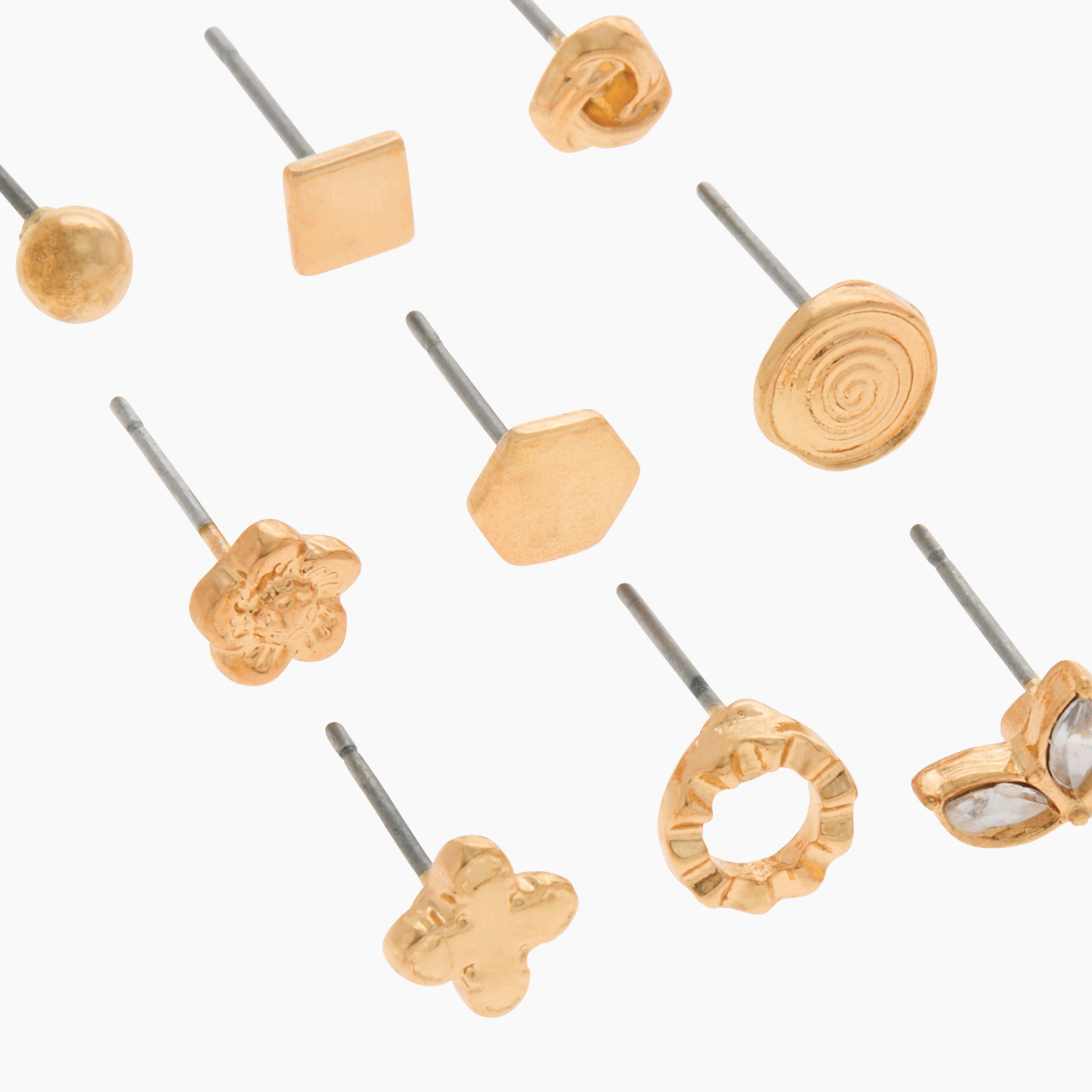 طقم حلقان مرصّعة بِمكبس إغلاق خلفي 9 قطع مزيّنة-women-watchesandjewellery-jewellery-earrings-image-3