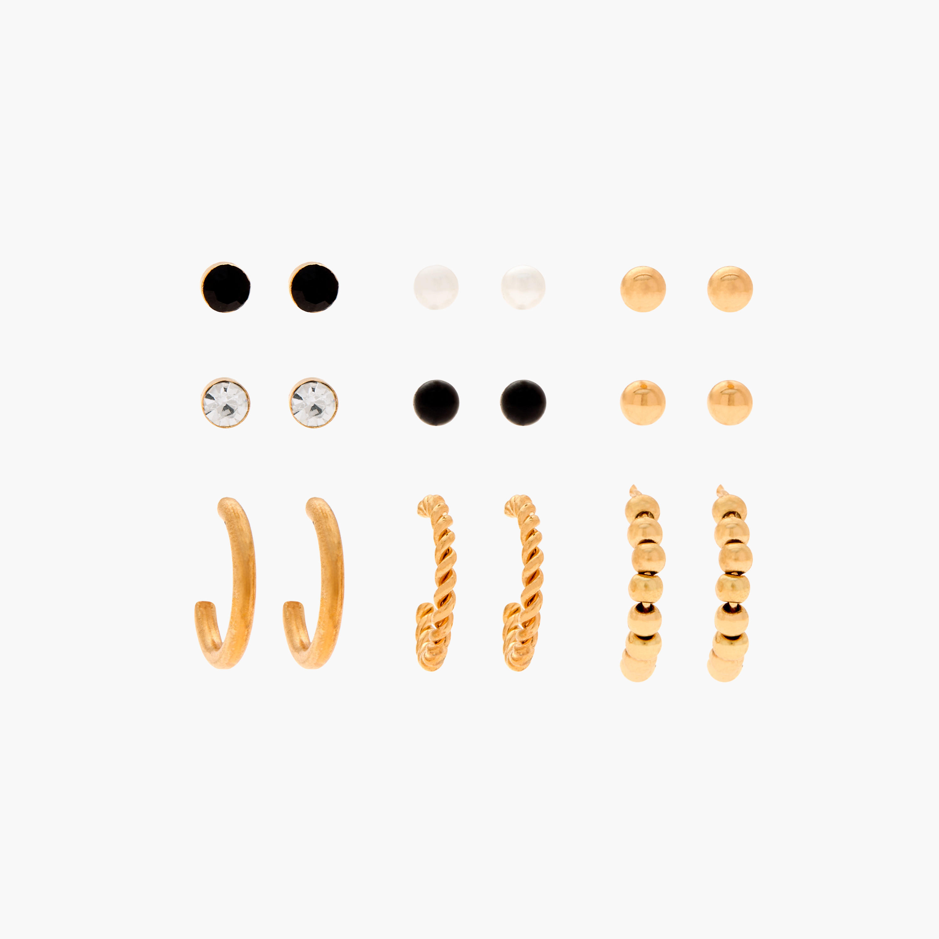 طقم حلقان مرصّعة بِمكبس إغلاق خلفي 9 قطع مزيّنة-women-watchesandjewellery-jewellery-earrings-image-1