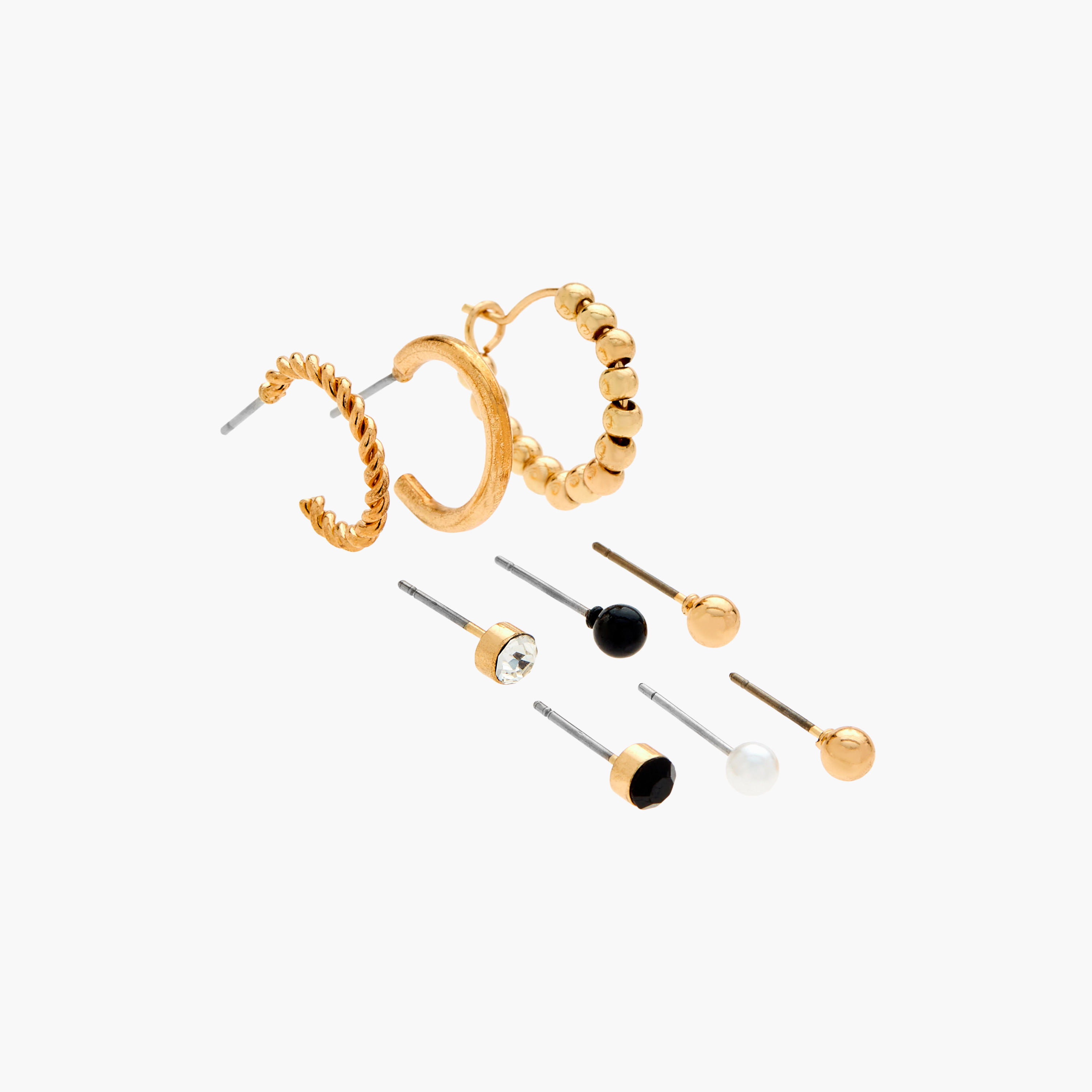طقم حلقان مرصّعة بِمكبس إغلاق خلفي 9 قطع مزيّنة-women-watchesandjewellery-jewellery-earrings-image-2