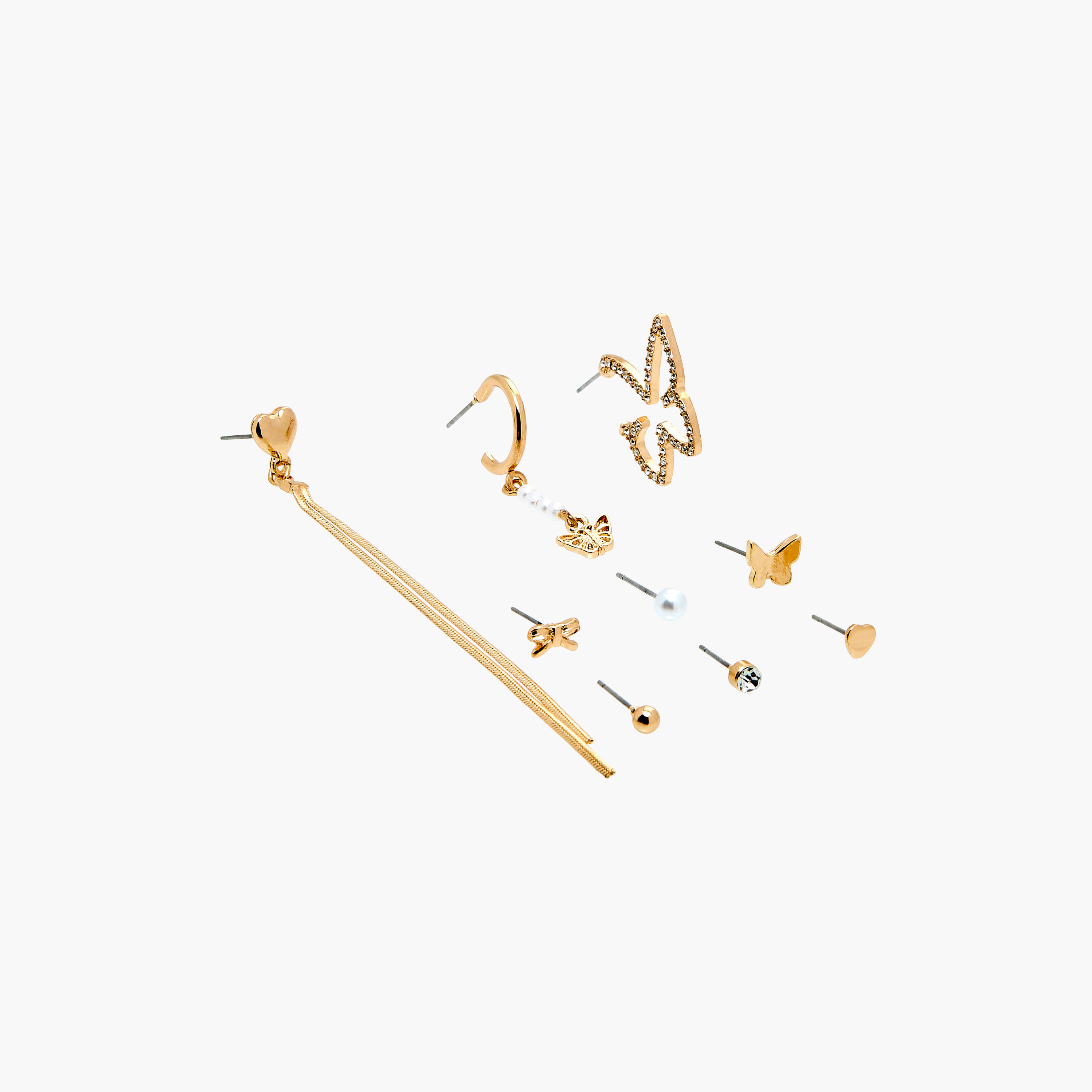 حلقان مزينة بمكبس إغلاق خلفي - طقم من 9 أزواج-women-watchesandjewellery-jewellery-earrings-image-2