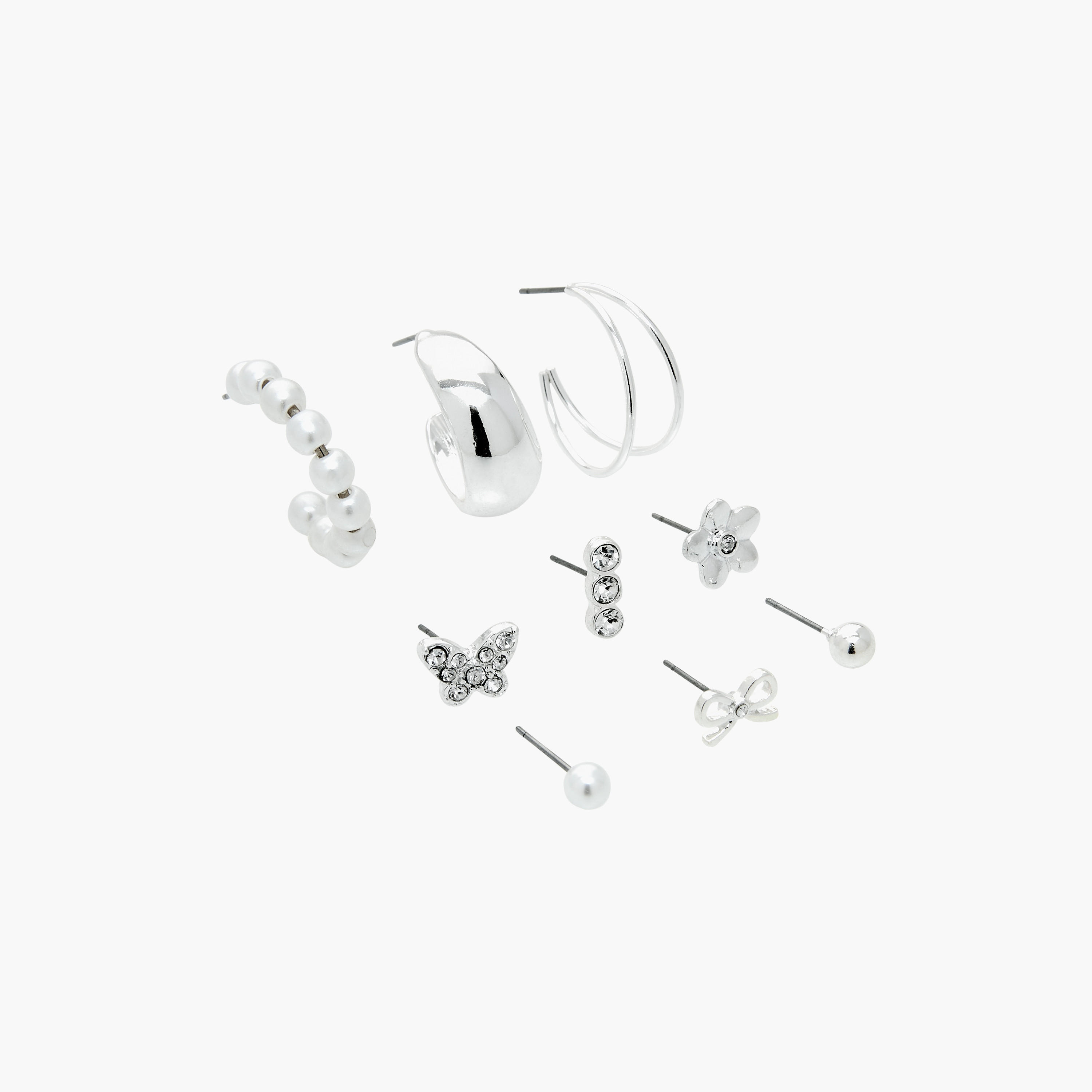 حلقان مزينة بمكبس إغلاق خلفي - طقم من 9 أزواج-women-watchesandjewellery-jewellery-earrings-image-2