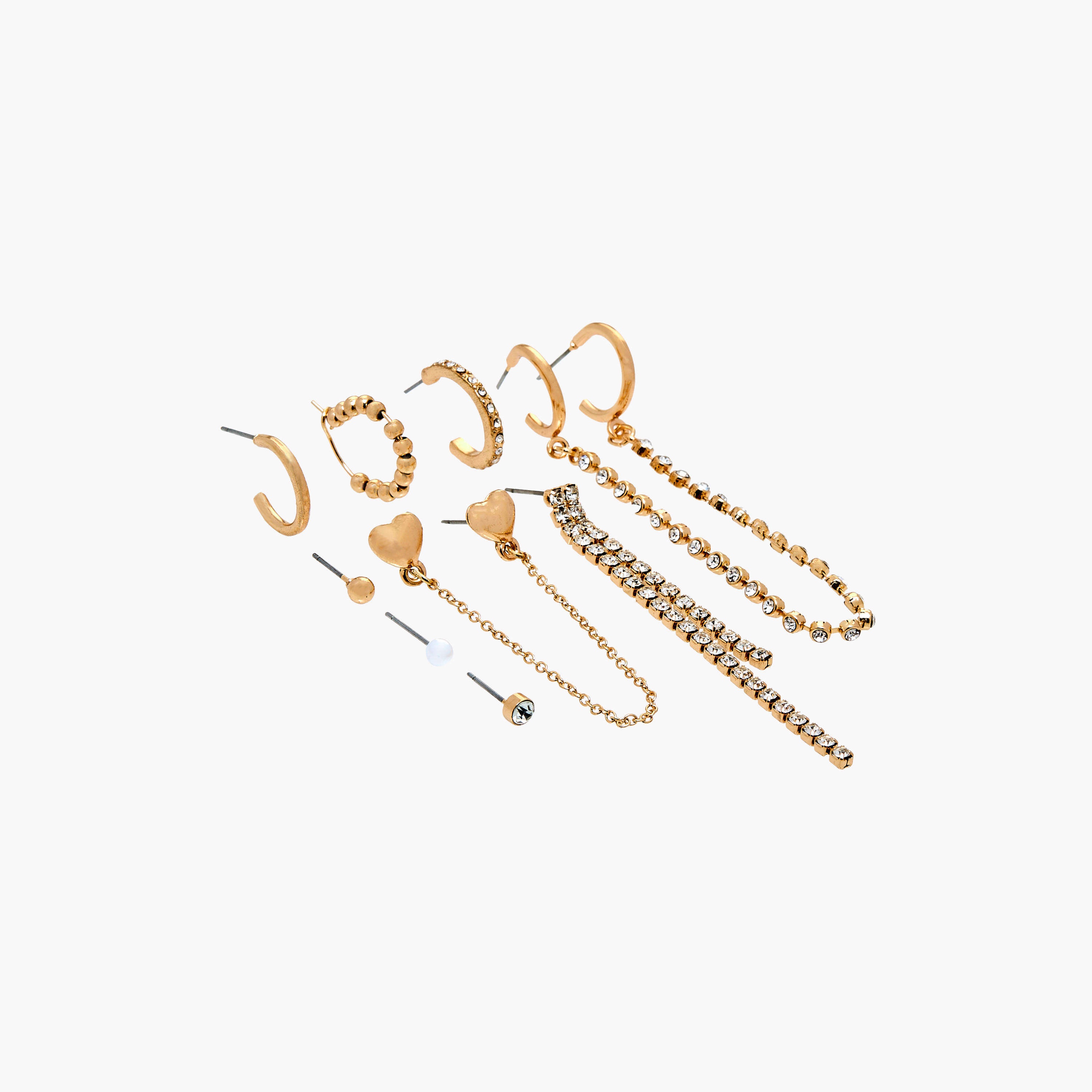 حلقان مزينة بمكبس إغلاق خلفي - طقم من 9 أزواج-women-watchesandjewellery-jewellery-earrings-image-2