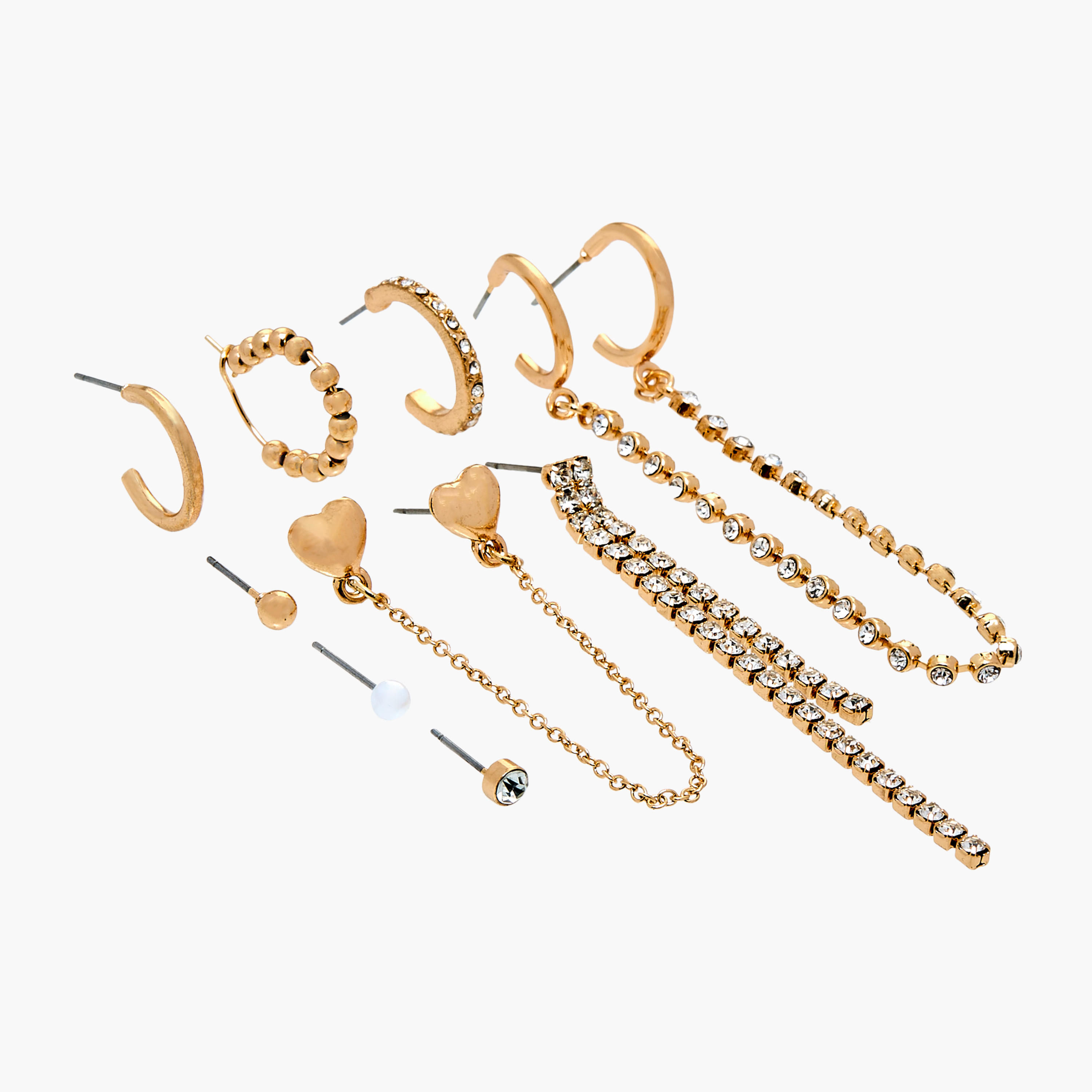 حلقان مزينة بمكبس إغلاق خلفي - طقم من 9 أزواج-women-watchesandjewellery-jewellery-earrings-image-3