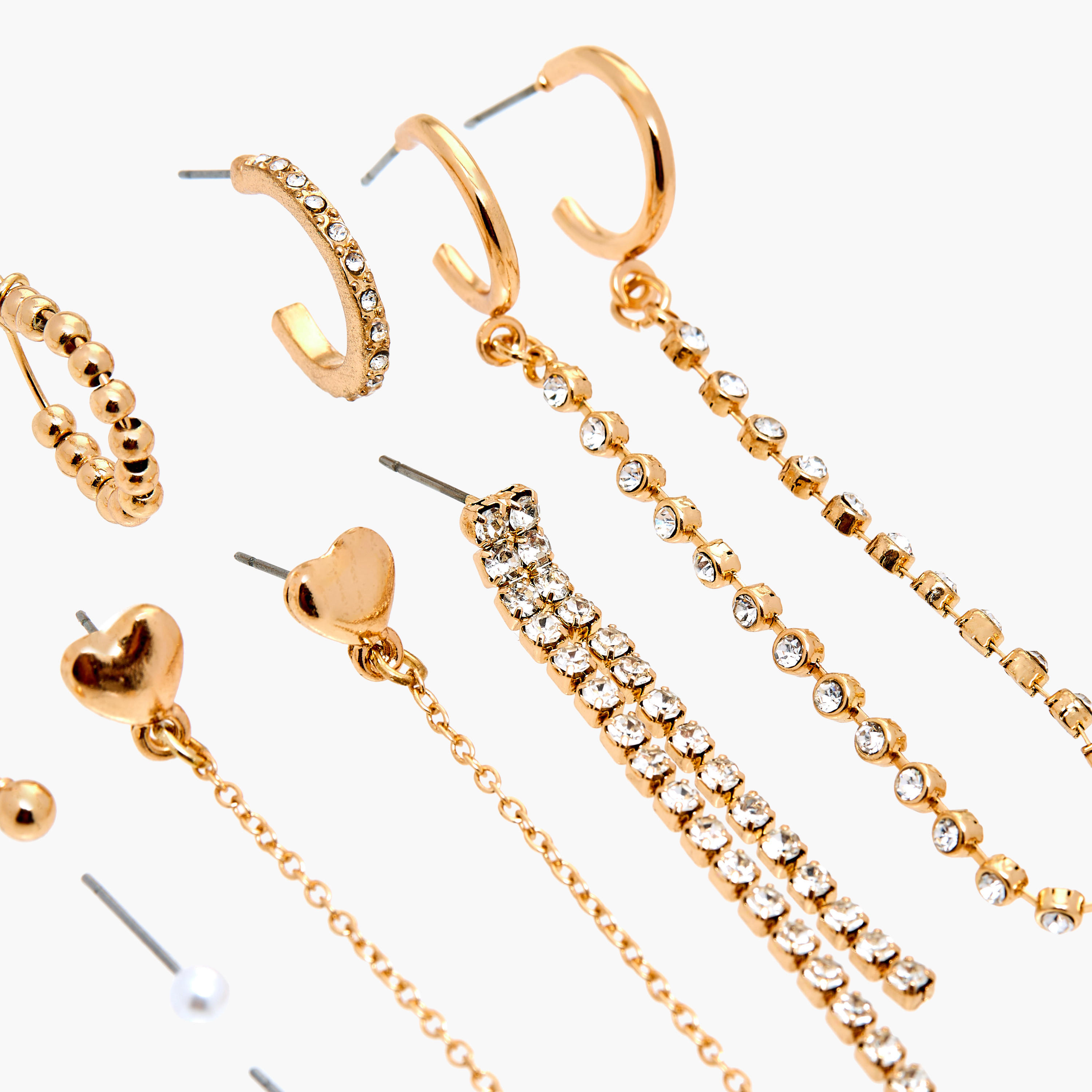 حلقان مزينة بمكبس إغلاق خلفي - طقم من 9 أزواج-women-watchesandjewellery-jewellery-earrings-image-4