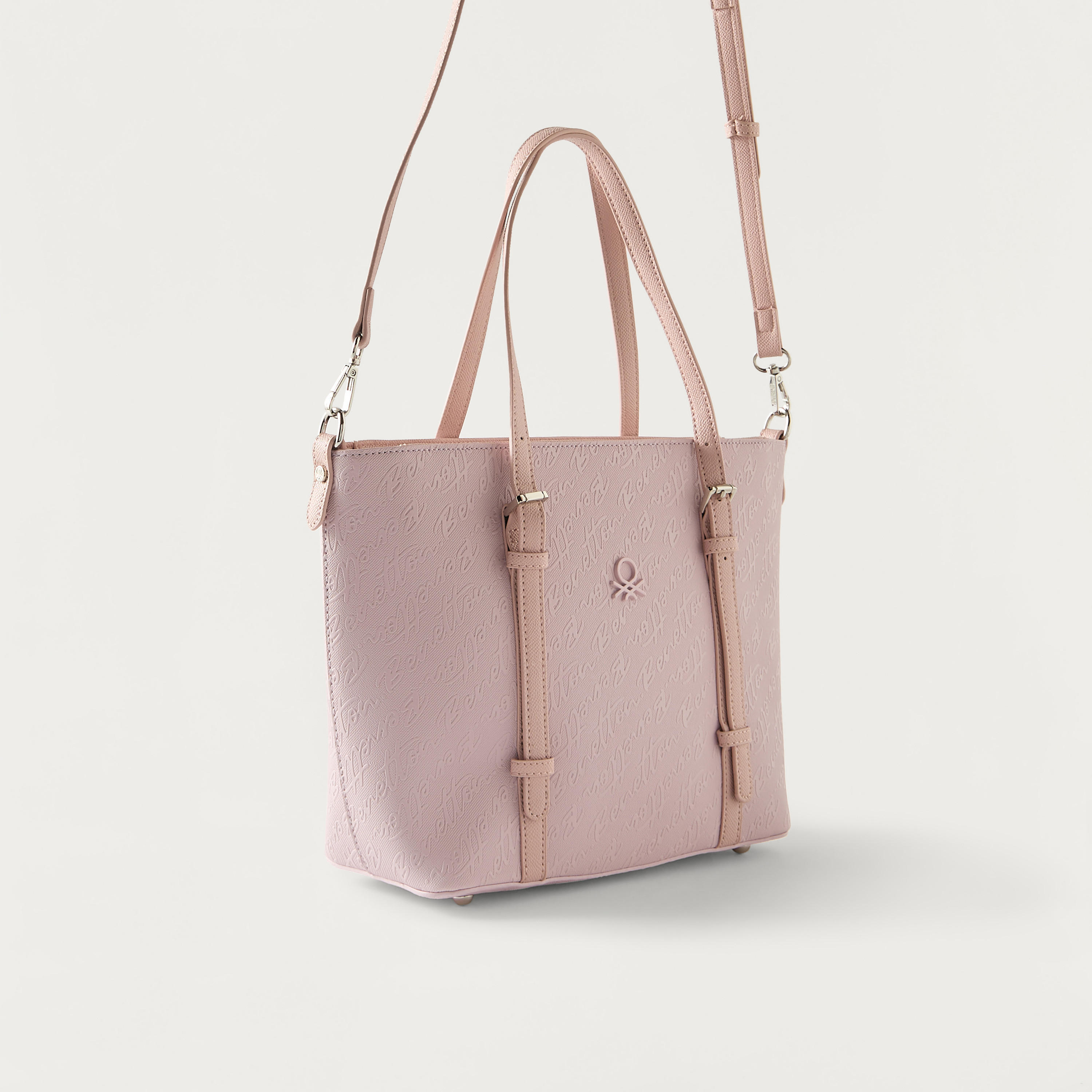 شنطة توتي منقوشة بمقبض مزدوج وسحاب إغلاق من يو سي بي-women-bagsandwallets-handbags-image-4