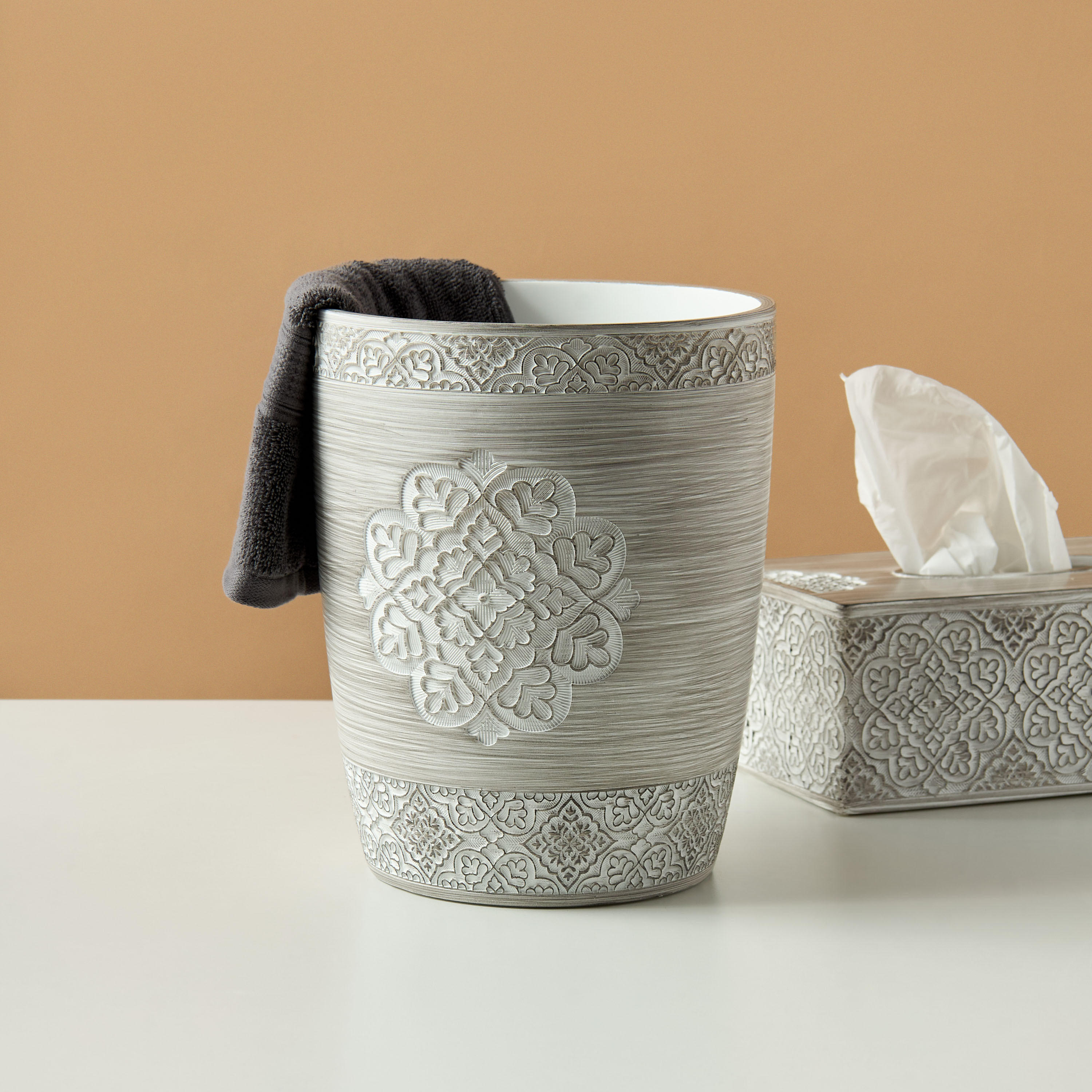 سلة نفايات منحوتة بارزة الملمس-household-bathandlaundry-wastebinsandaccessories-image-1