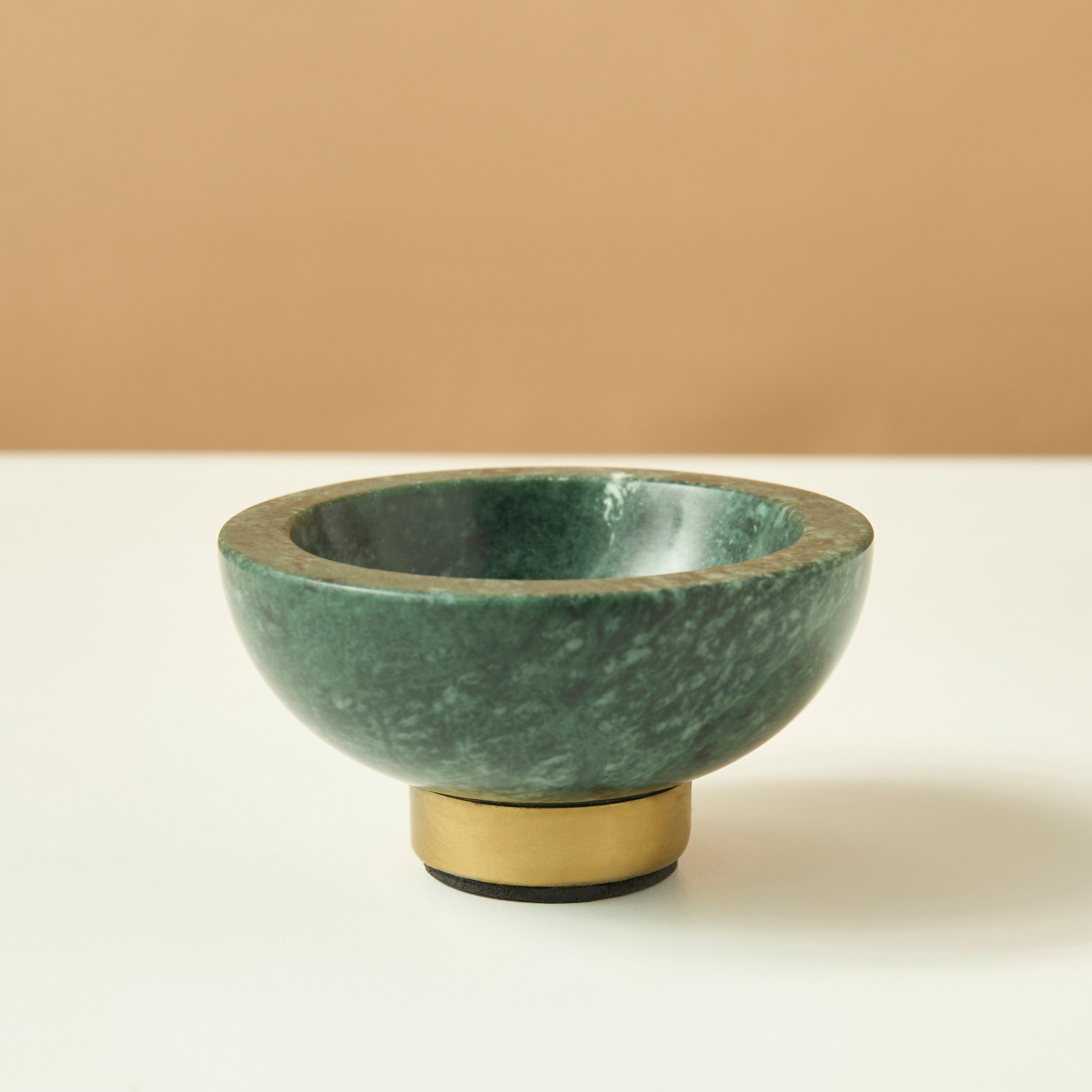 Marble Serving Bowl with Metal Base-household-dining-dinnerware-bowls-image-2