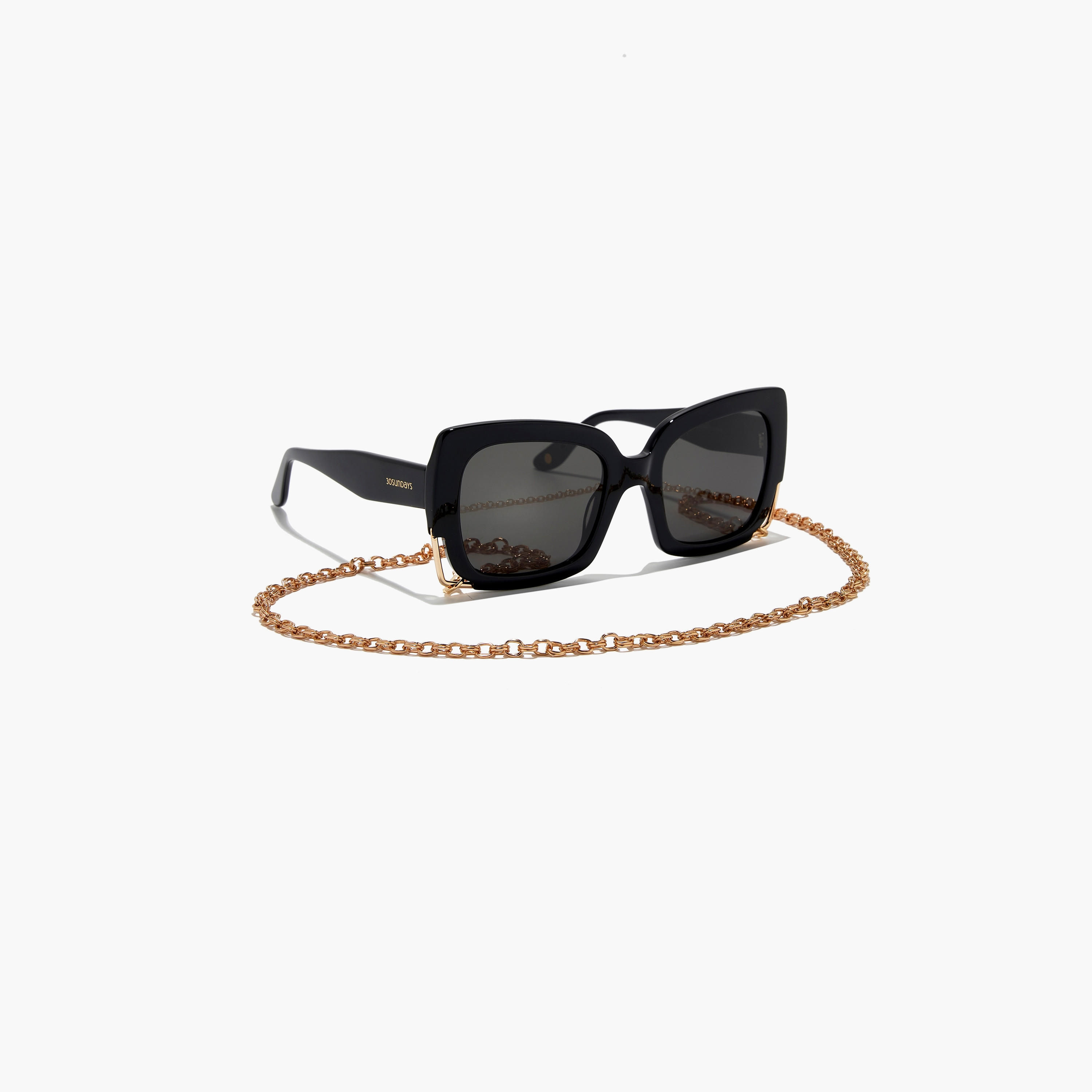 30Sundays SOLIS 52 MM Black Cat Eye Sunglasses with Chain-women-sunglasses-image-1