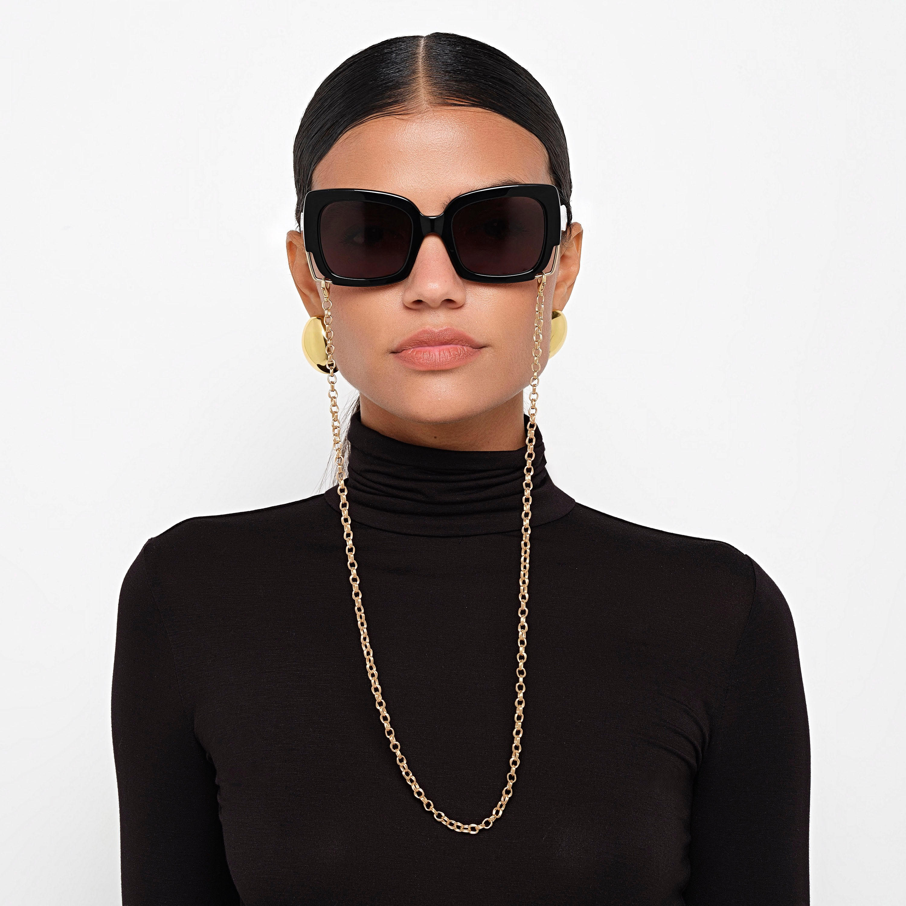 نظارة شمسية سوداء ذات كات آي بسلسلة من 30 ساندايز سوليس مع 52 مم-women-sunglasses-image-5