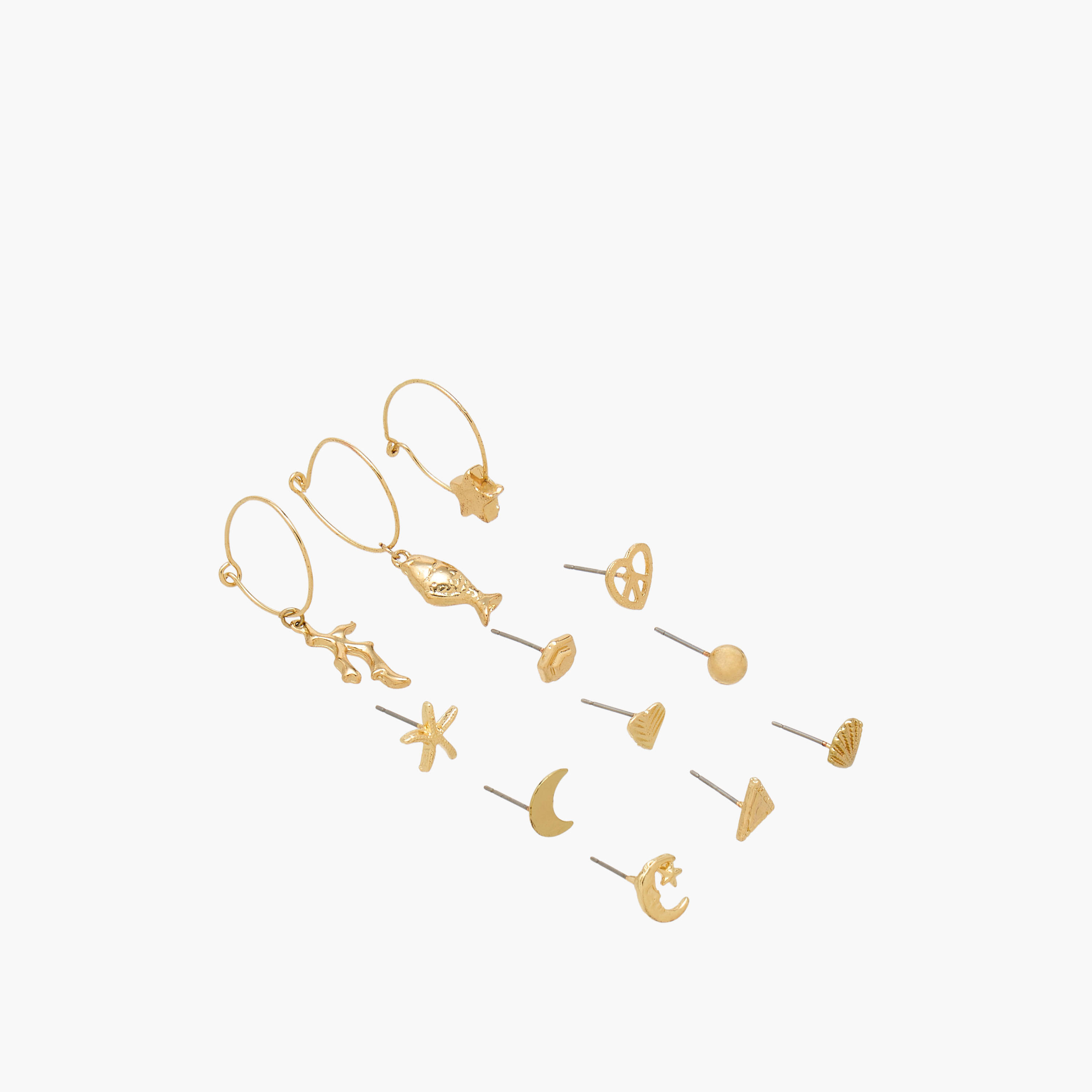 Pack of 12 Gold Tone Assorted Earrings-women-watchesandjewellery-jewellery-earrings-image-3