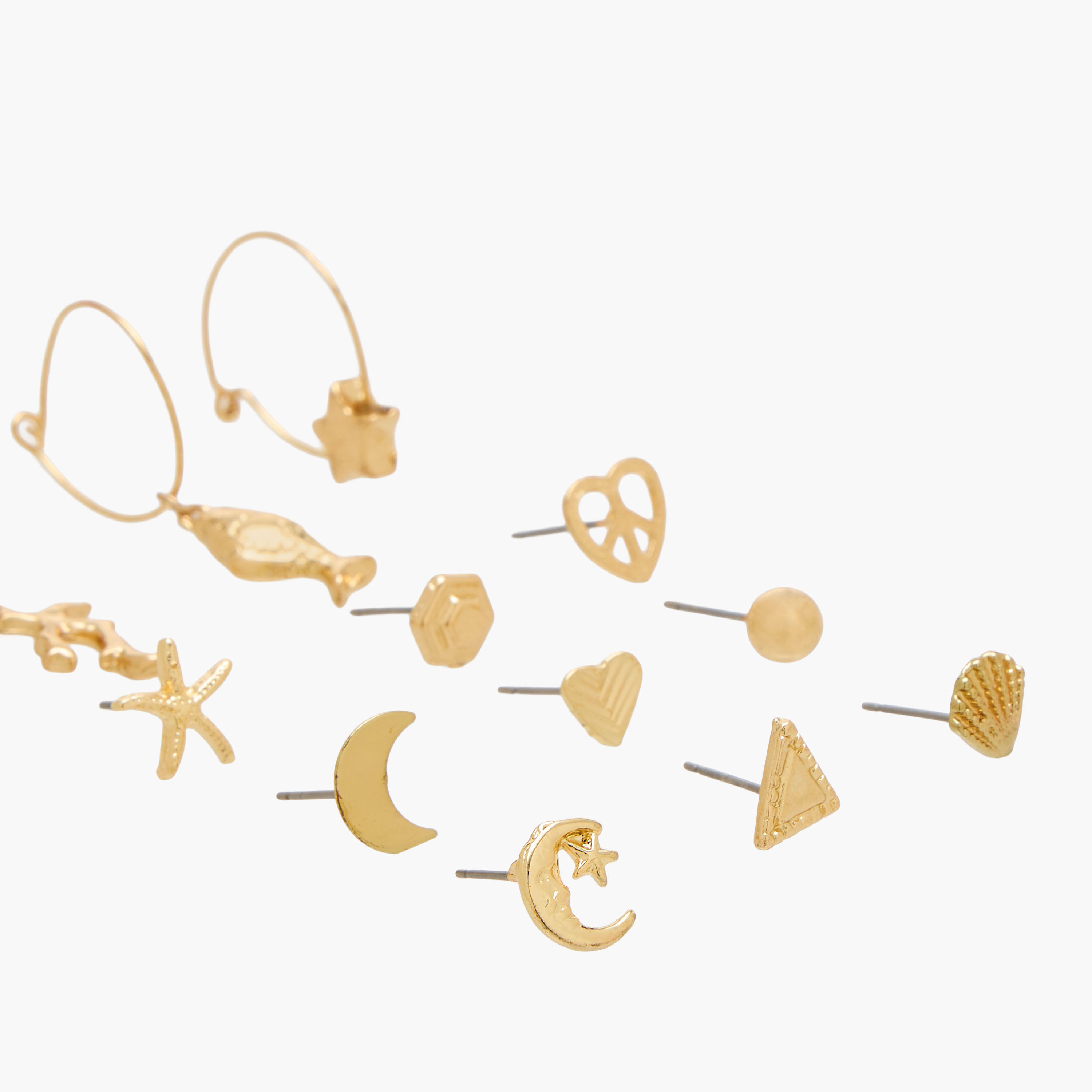 Pack of 12 Gold Tone Assorted Earrings-women-watchesandjewellery-jewellery-earrings-image-4