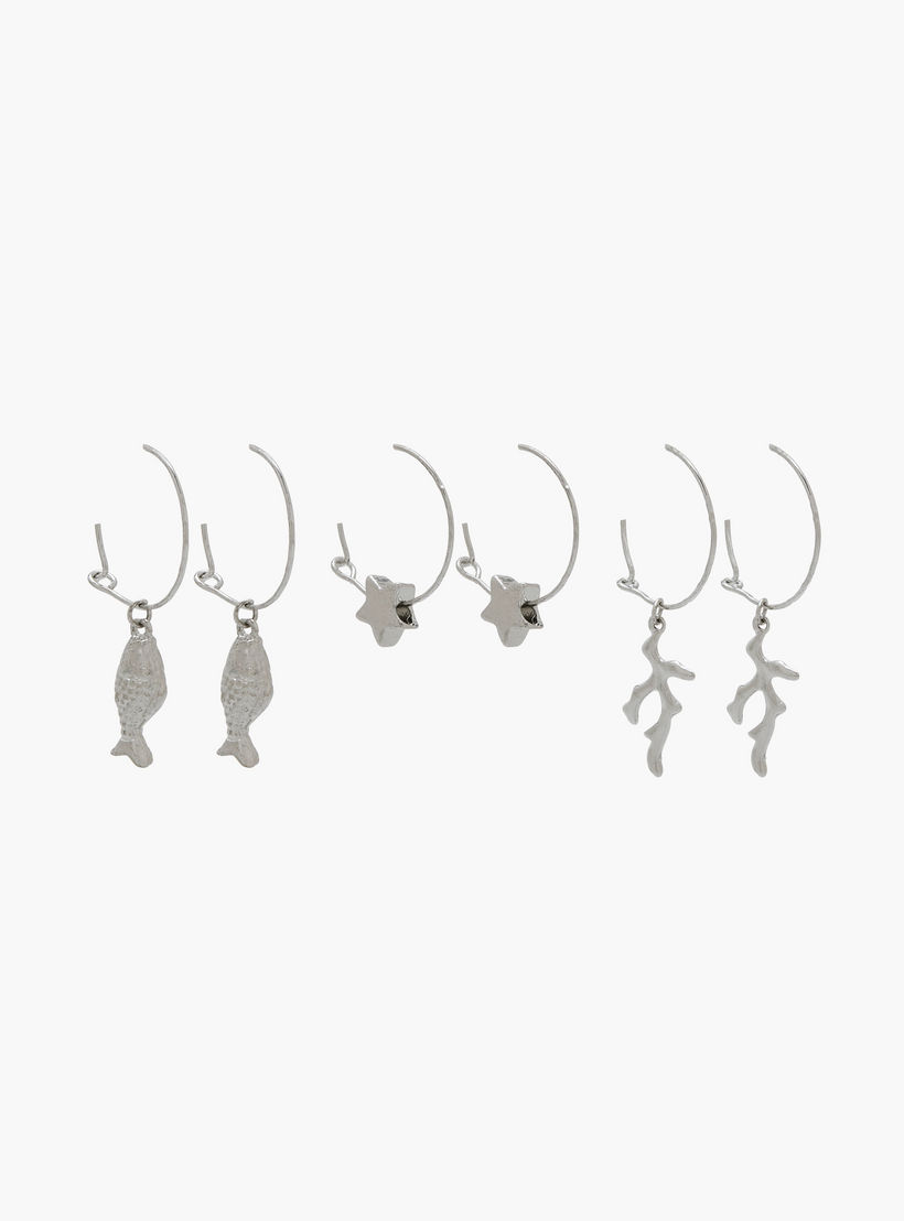 Pack of 12 Silver Tone Assorted Earrings-women-watchesandjewellery-jewellery-earrings-image-2