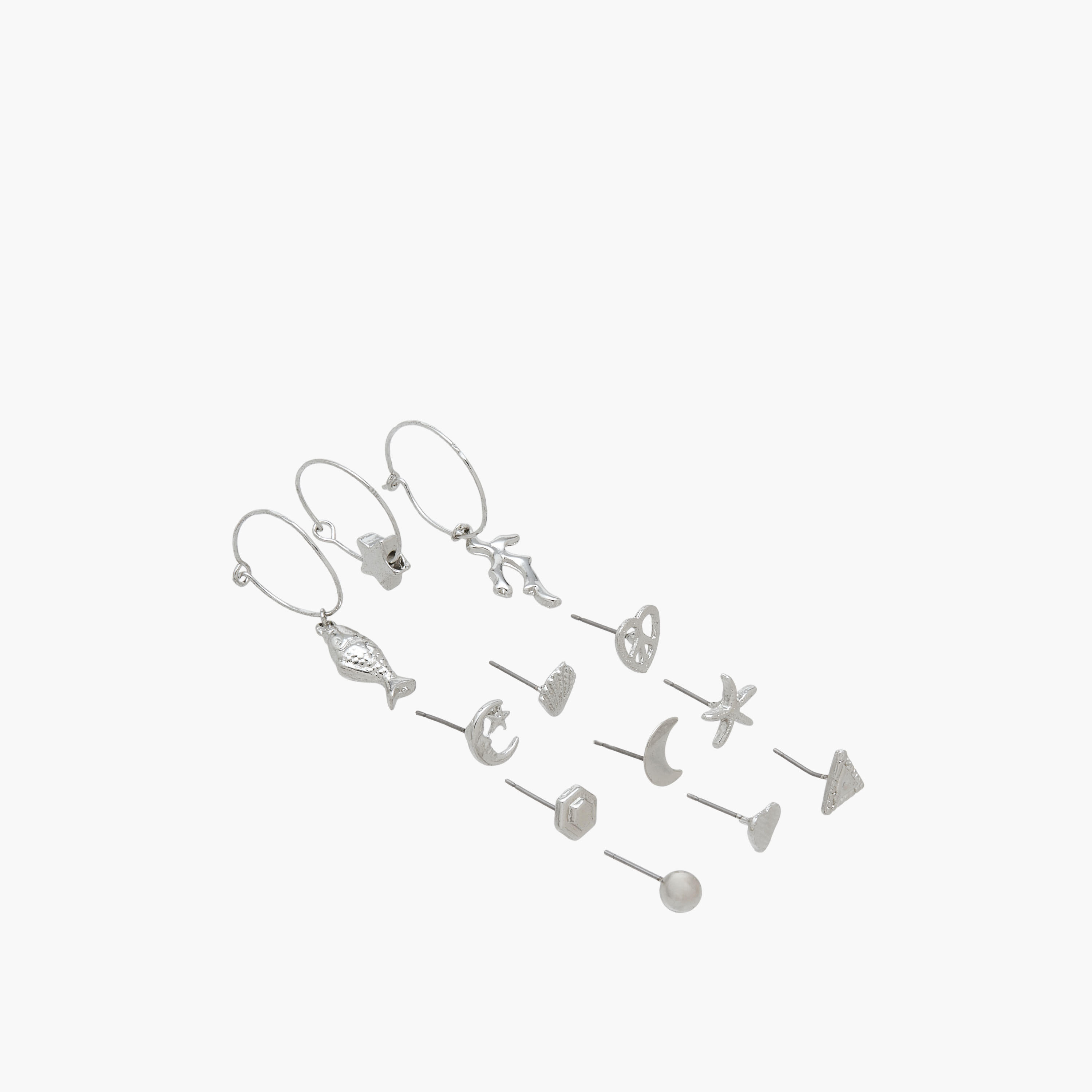 Pack of 12 Silver Tone Assorted Earrings-women-watchesandjewellery-jewellery-earrings-image-3