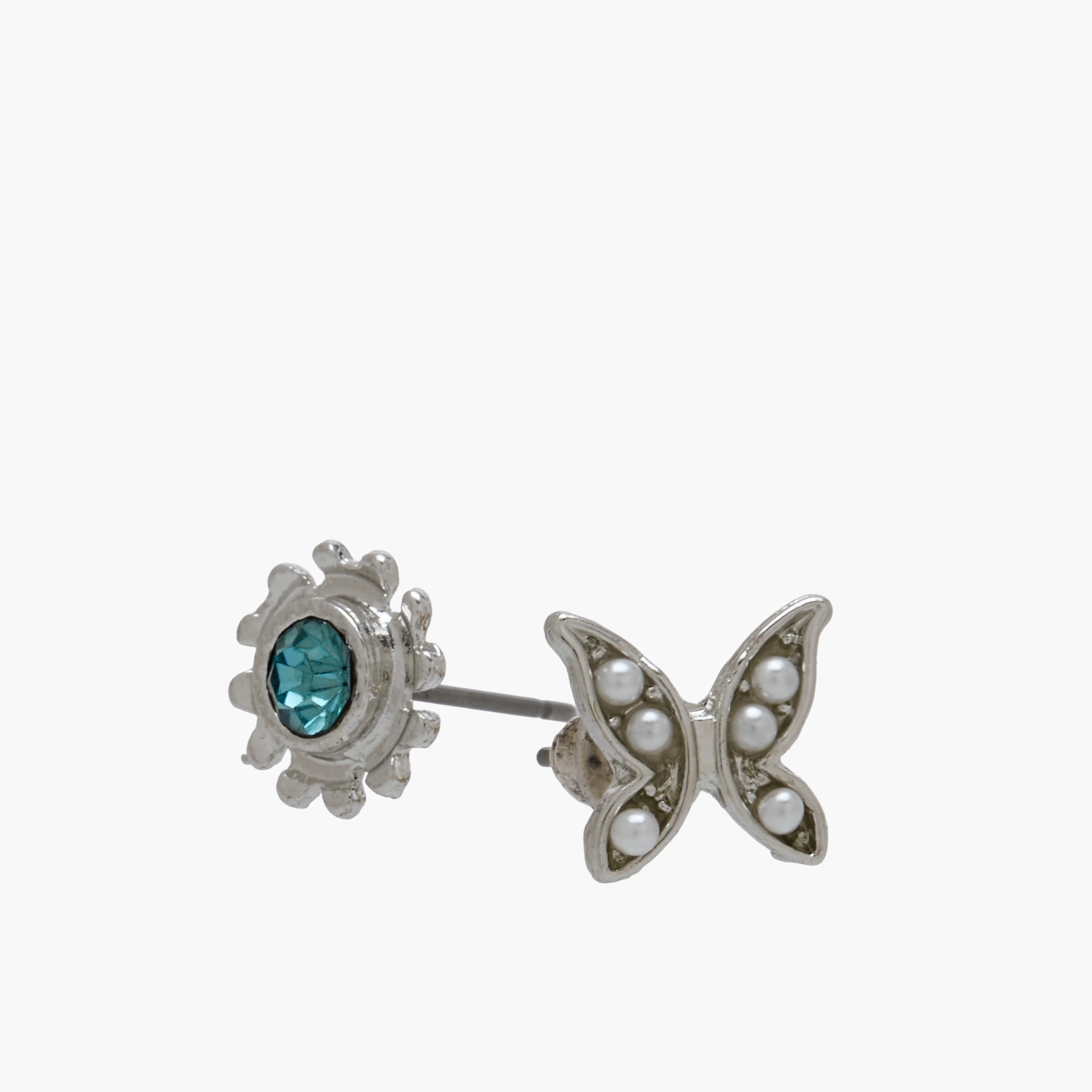 حلقان دبوس بلون فضي ومكبس إغلاق - عبوة 12 زوج-women-watchesandjewellery-jewellery-earrings-image-4