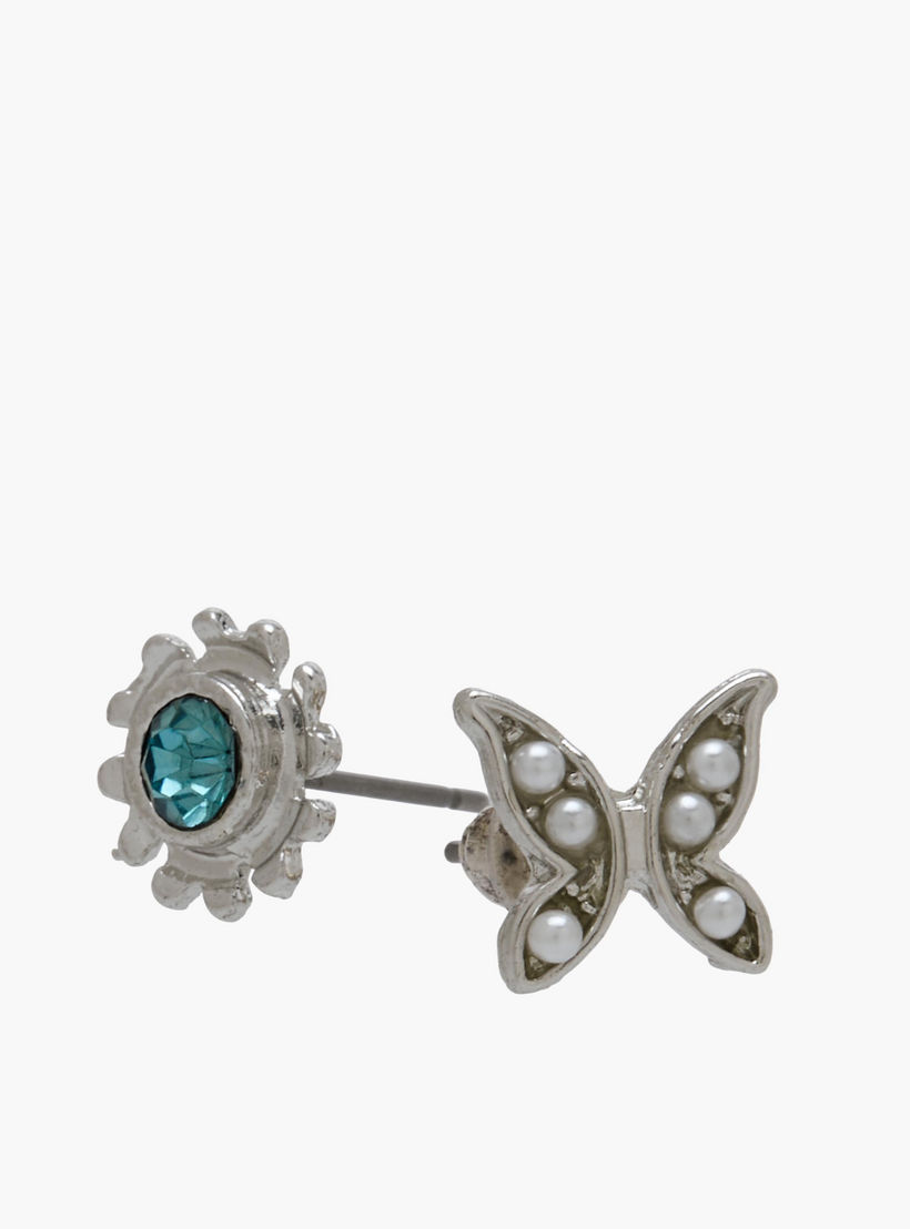 حلقان دبوس بلون فضي ومكبس إغلاق - عبوة 12 زوج-women-watchesandjewellery-jewellery-earrings-image-4
