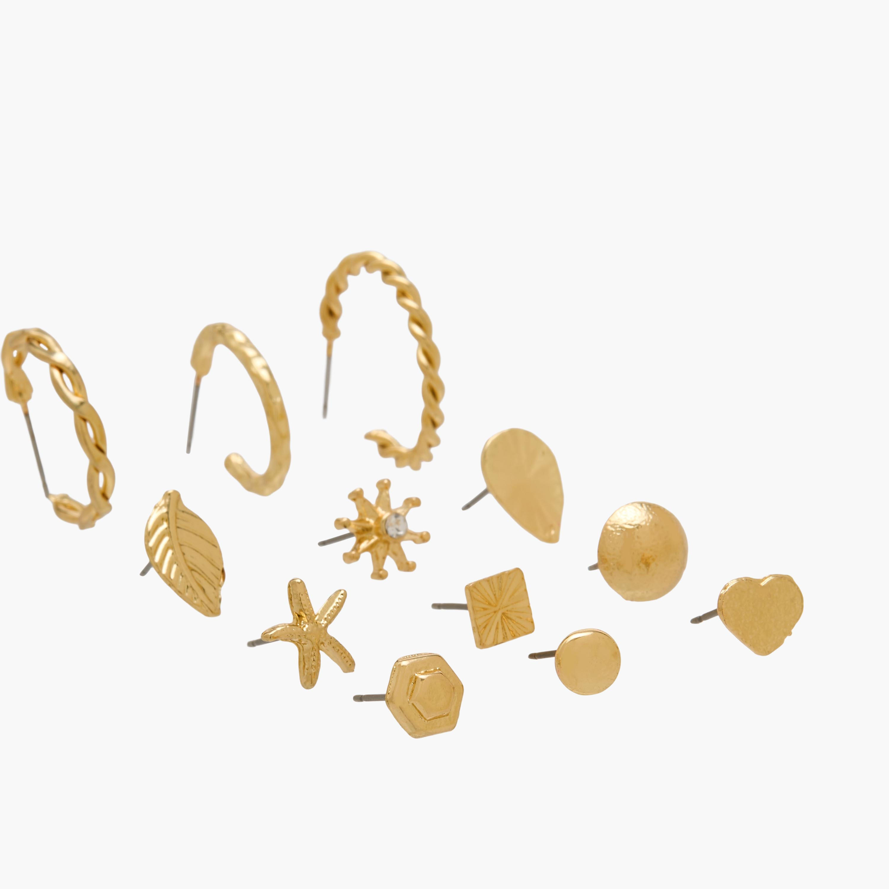 Pack of 12 Gold Tone Earrings with Pushback Closure-women-watchesandjewellery-jewellery-earrings-image-3