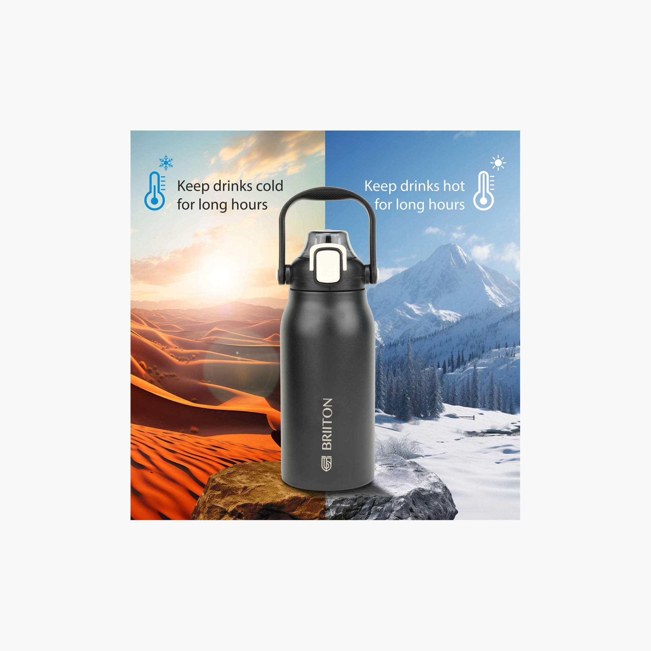 Briiton Stainless Steel Water Bottle - 1.3 L-school-waterbottles-image-3
