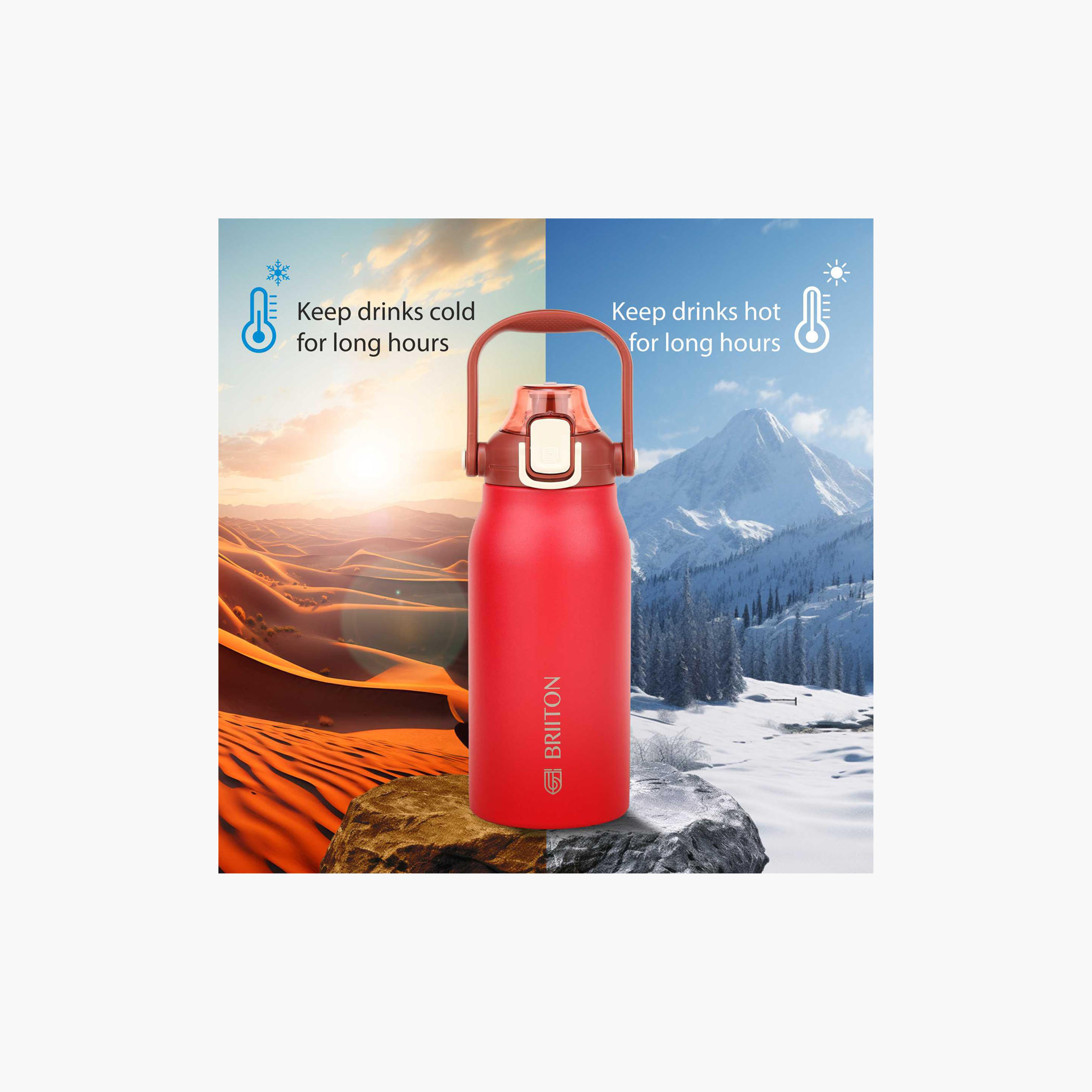 Briiton Solid Stainless Steel Insulated Water Bottle - 1.3 L-school-waterbottles-image-3