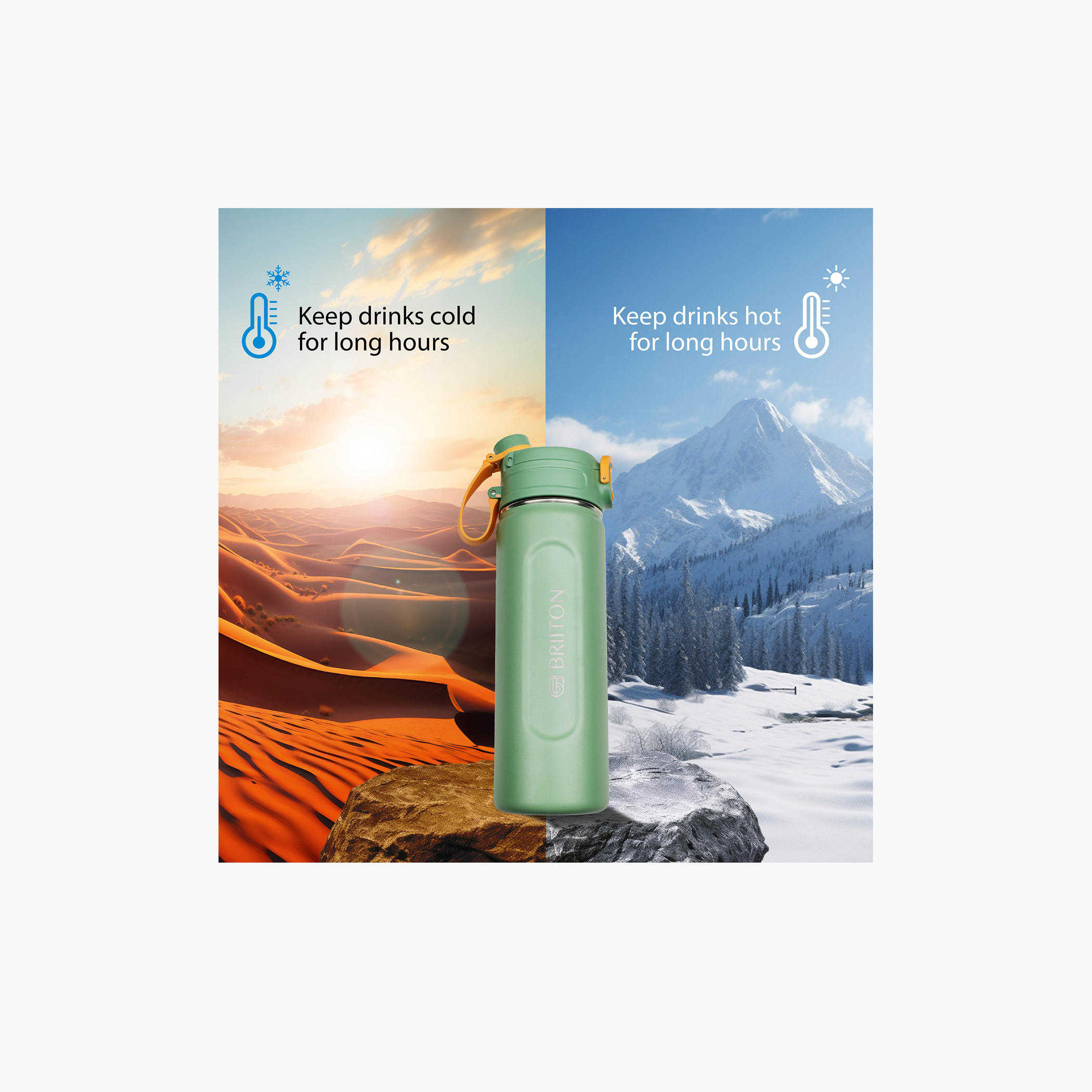 قارورة مياه عازلة للحرارة ستانليس ستيل من بريتون - 1 لتر-school-waterbottles-image-22