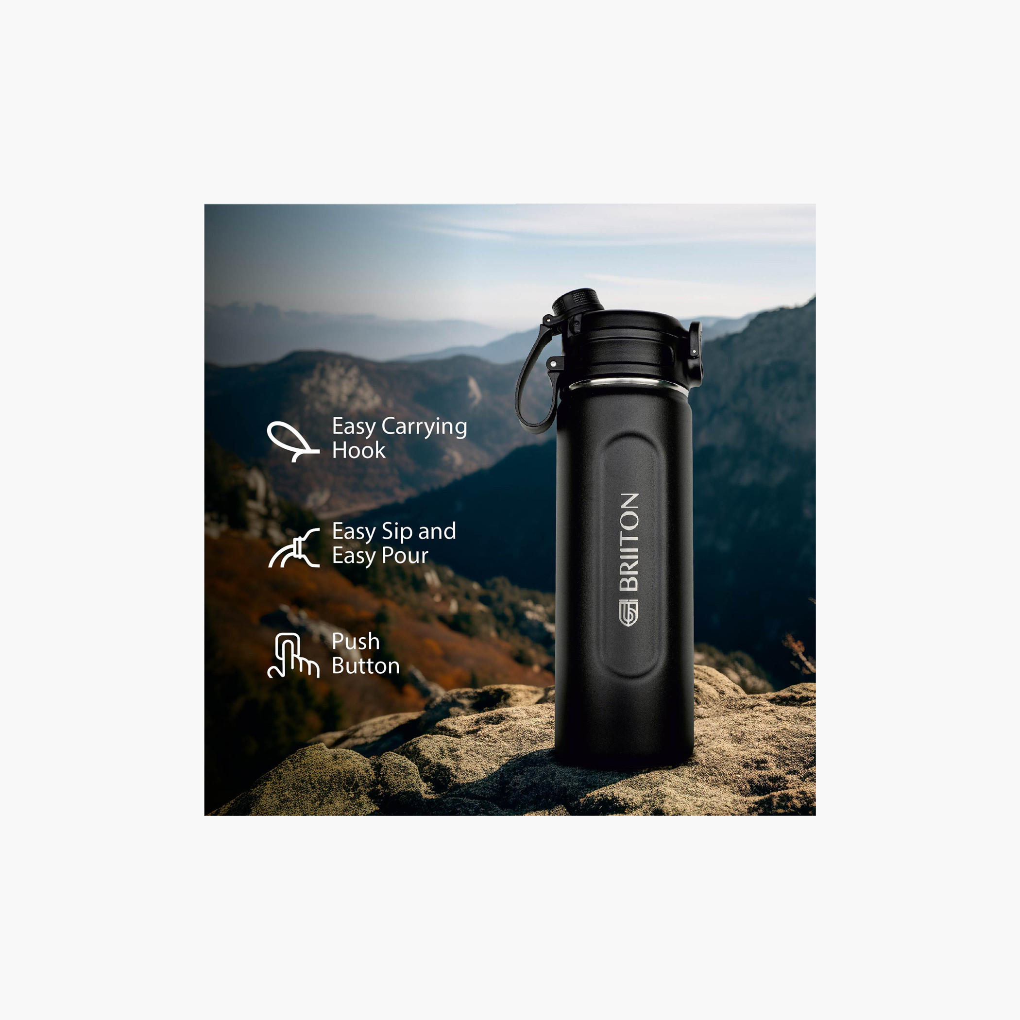 قارورة مياه عازلة للحرارة ستانليس ستيل من بريتون - 1 لتر-school-waterbottles-image-7