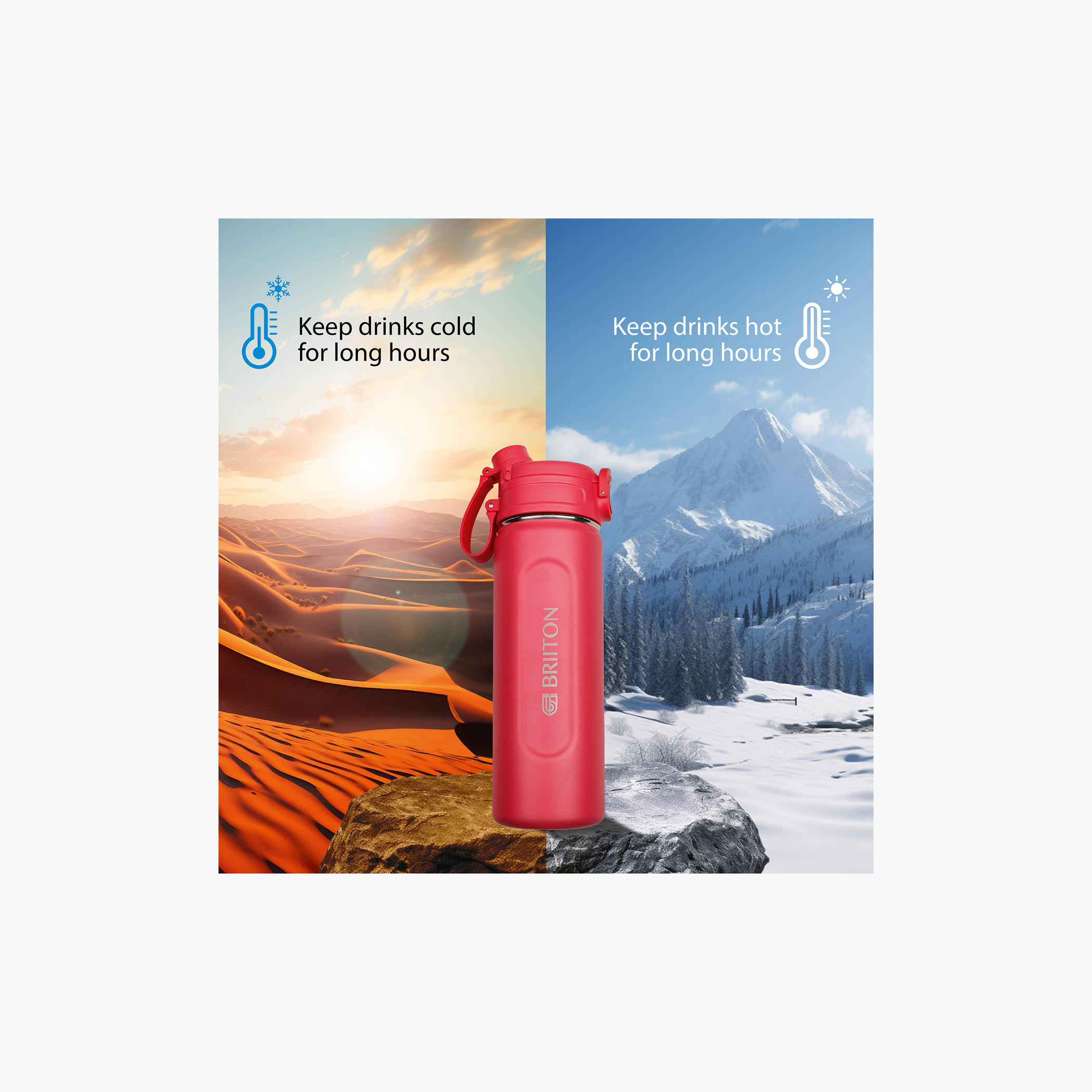 قارورة مياه عازلة للحرارة ستانليس ستيل من بريتون - 1 لتر-school-waterbottles-image-29