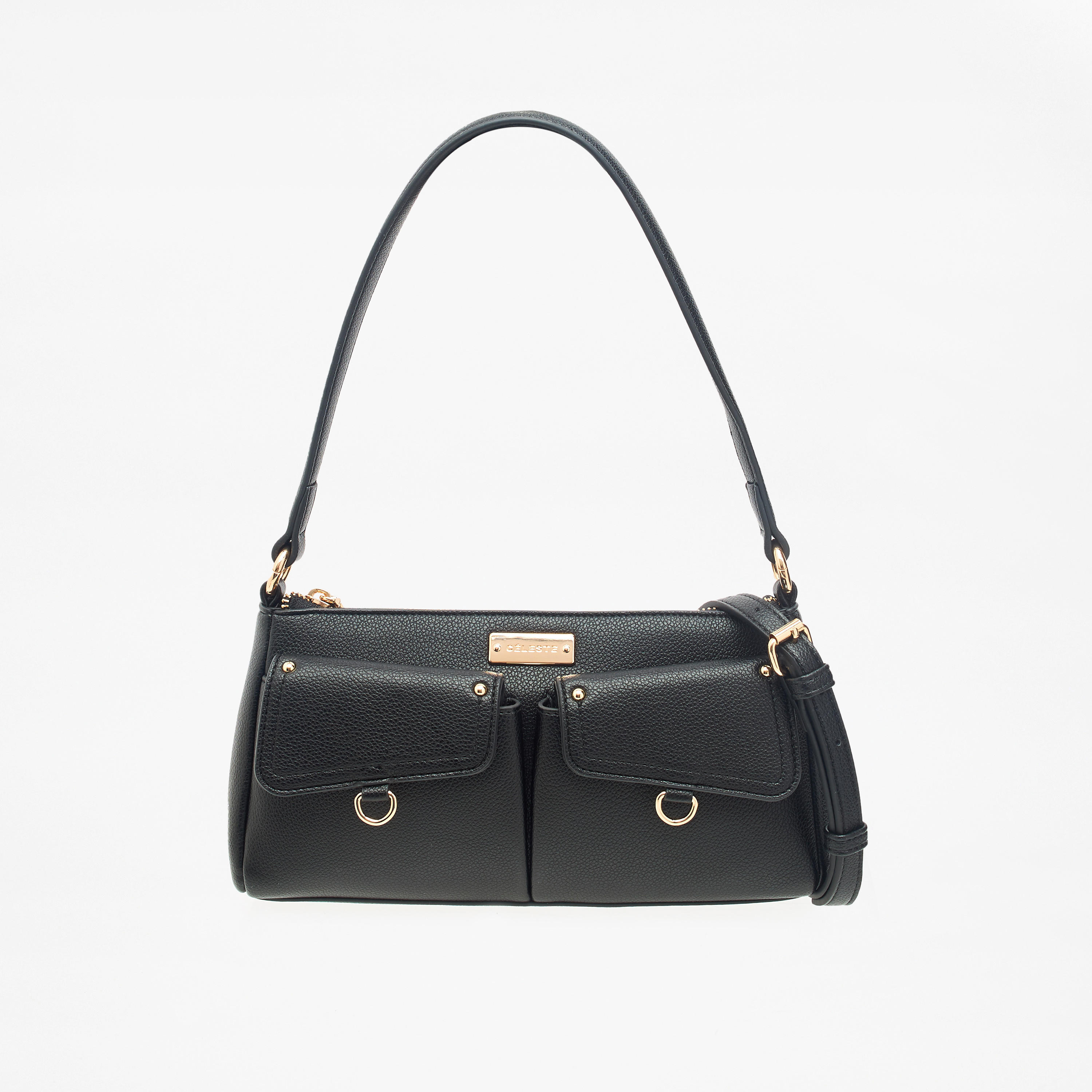 شنطة كتف سادة بمقبض قابل للتعديل وسحاب إغلاق من سيليست-women-bagsandwallets-handbags-image-1